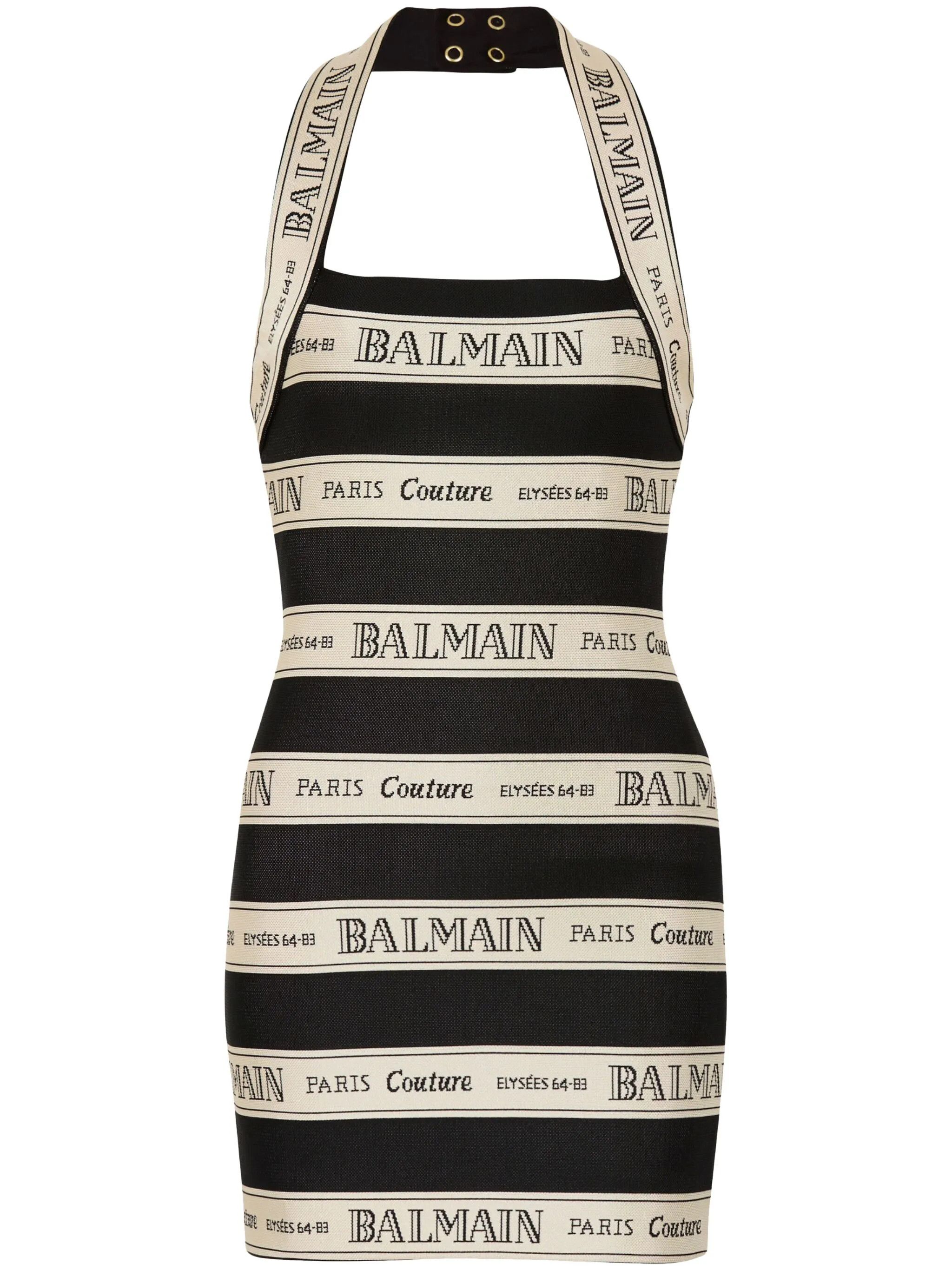 Balmain o1loc1c0526 Logo-jacquard Mini Dress in Black Size M / US 6-8 / IT 42-44 - 1 Thumbnail