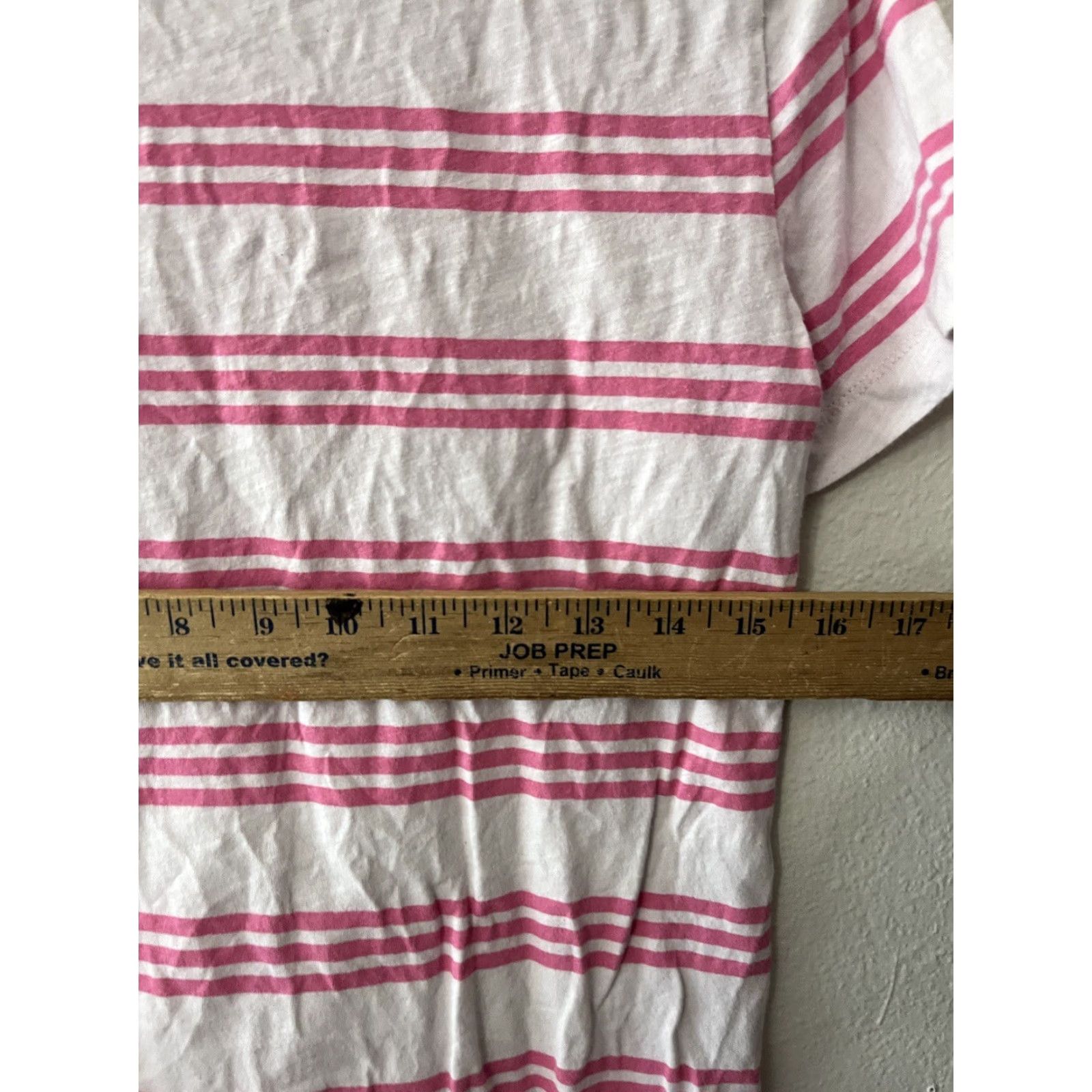 Ann Taylor LOFT Womens T-Shirt Pink White Striped Crew Neck Top Tee MP Petite - Short Sleeve - Cotton Blend - Button Accent - Casual Basic - 2010s - Womens Size M / US 6-8 / IT 42-44 - 5 Thumbnail
