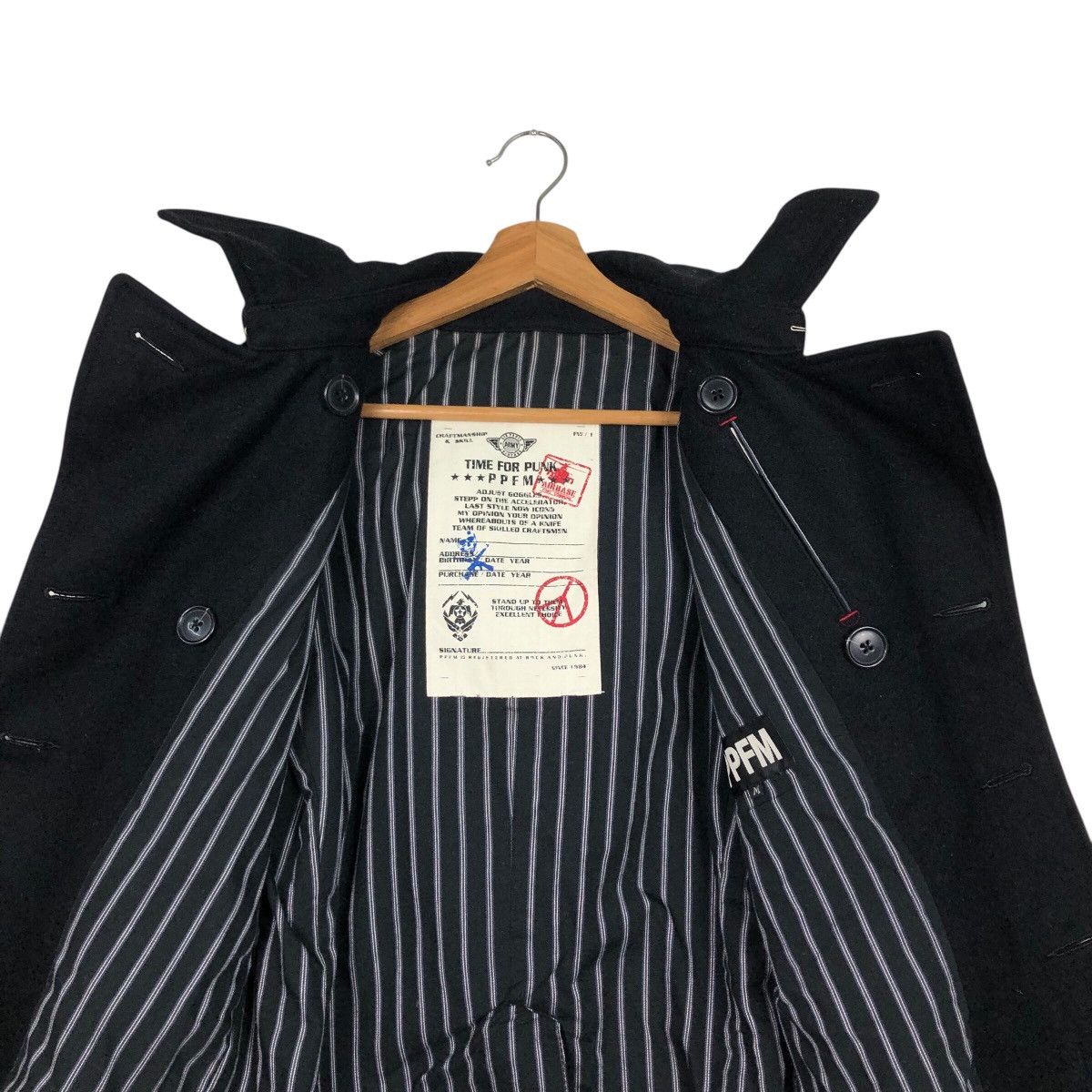 PPFM 📌Rich Black Wool Biker Jacket PPFM Mink Fur Hoodie Size US M / EU 48-50 / 2 - 17 Thumbnail