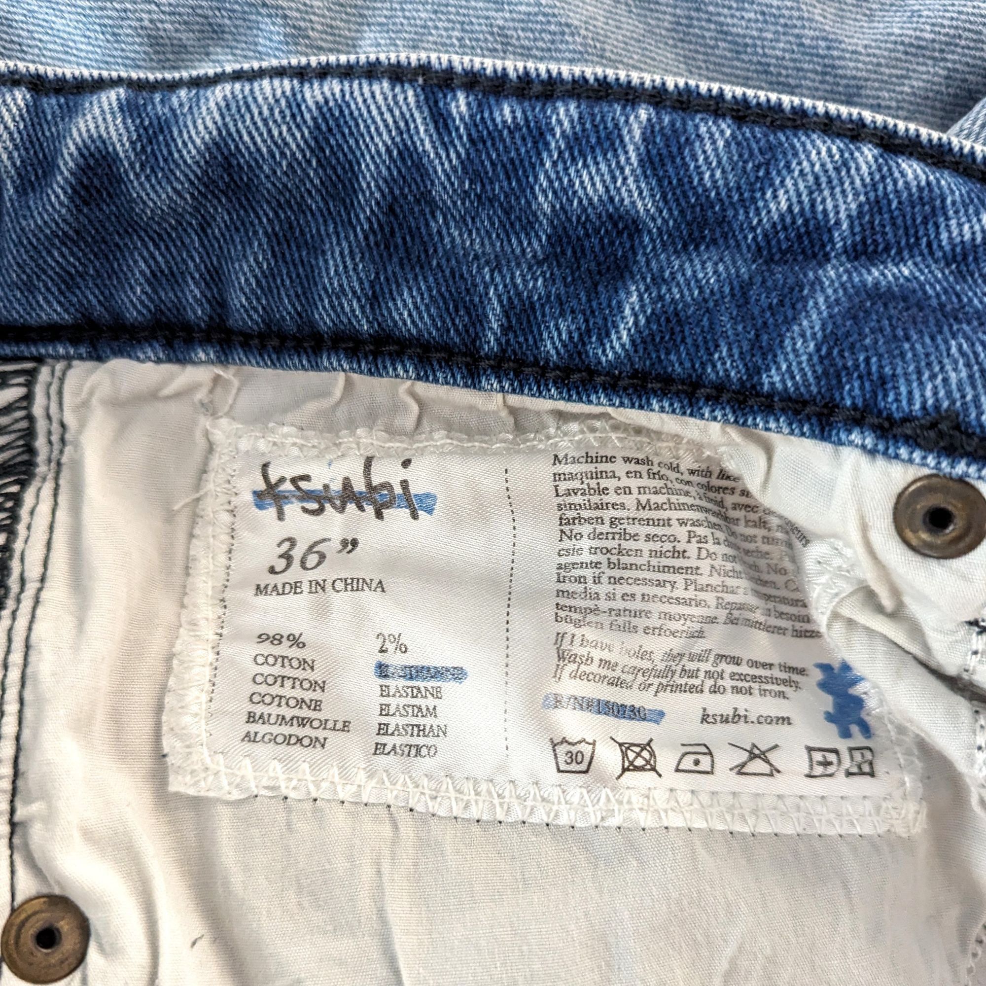 Ksubi Ksubi Men's Distressed Light Wash Jeans 36" Cotton & Elastan Size US 36 / EU 52 - 10 Thumbnail