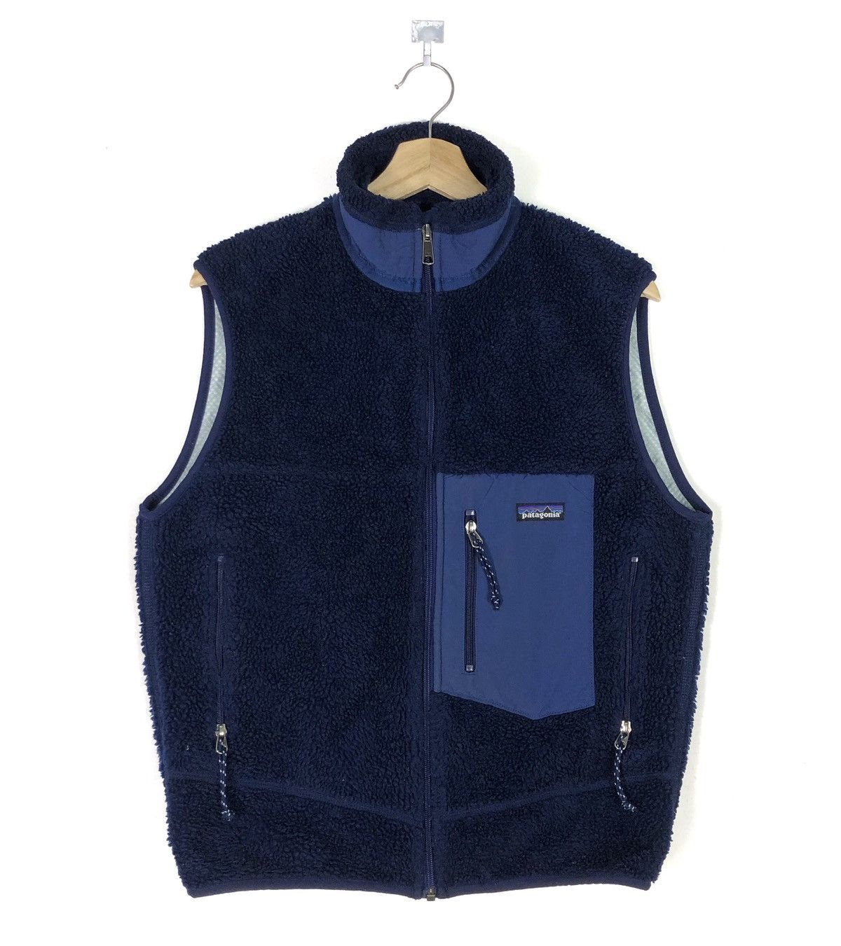 image of Vintage Made In Usa Patagonia Boa Sherpa Fleece Vest in Navy, Men's (Size Medium)
