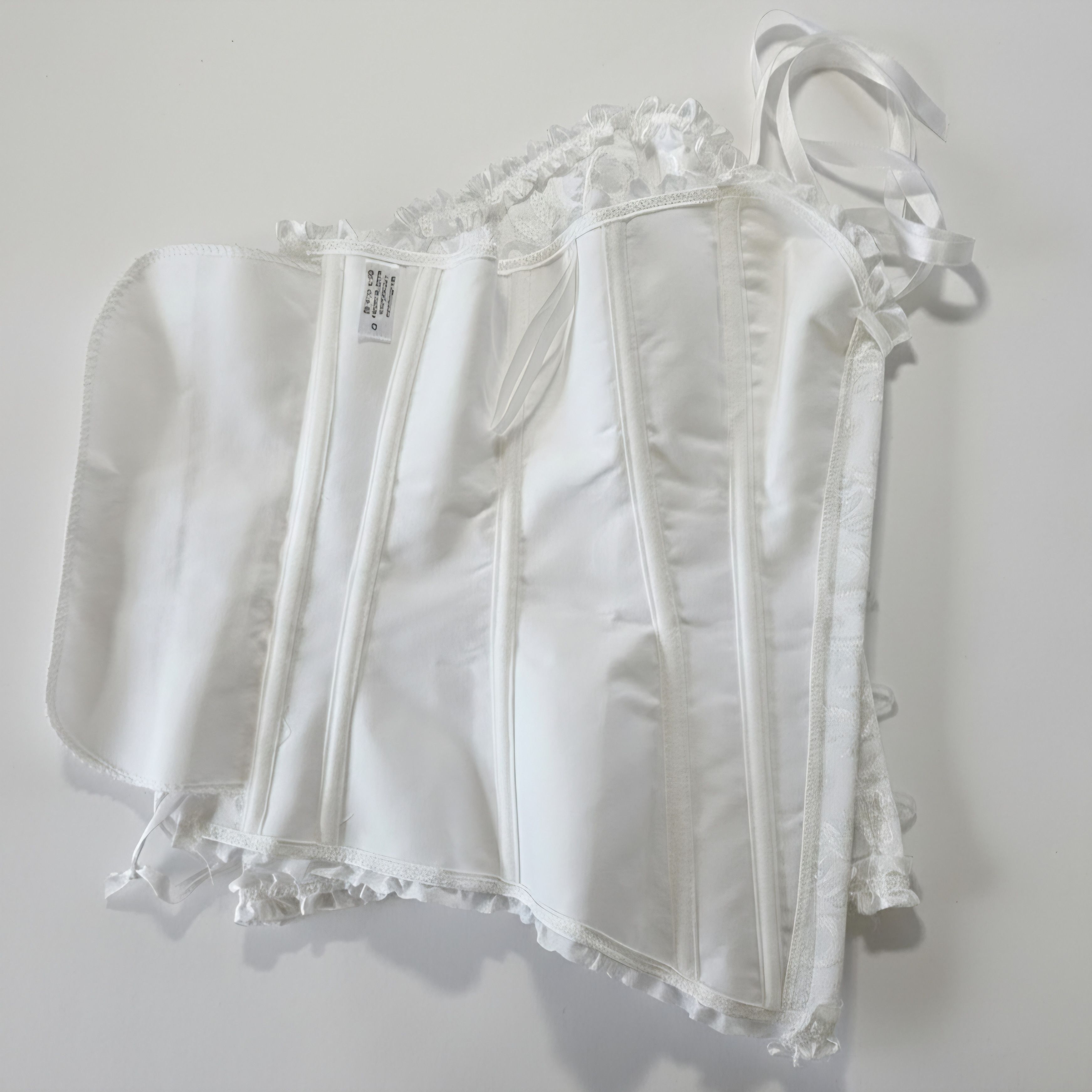 Other Corset Bustier XS/S White Jacquard Boned Bridal Shapewear Size XS / US 0-2 / IT 36-38 - 8 Thumbnail