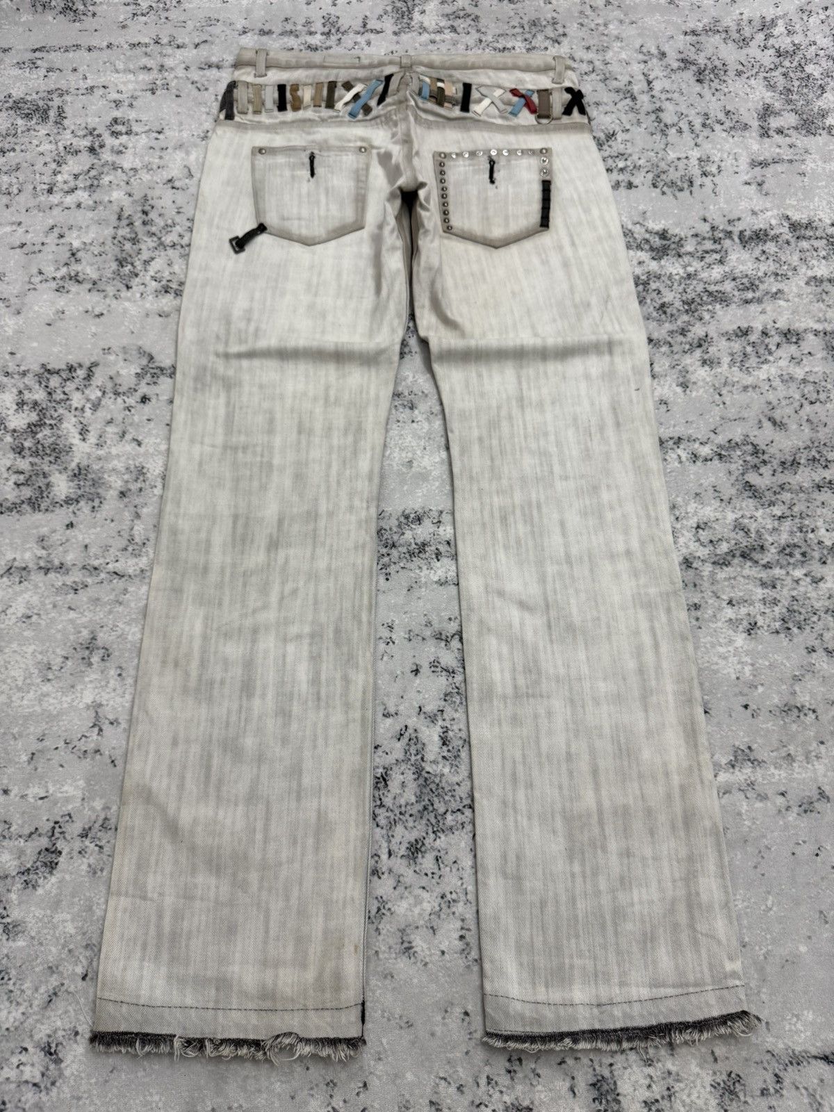 DKNY DKNY Double Waist Studs Released Hem Y2K Grey Straight Jeans Size US 32 / EU 48 - 2 Thumbnail