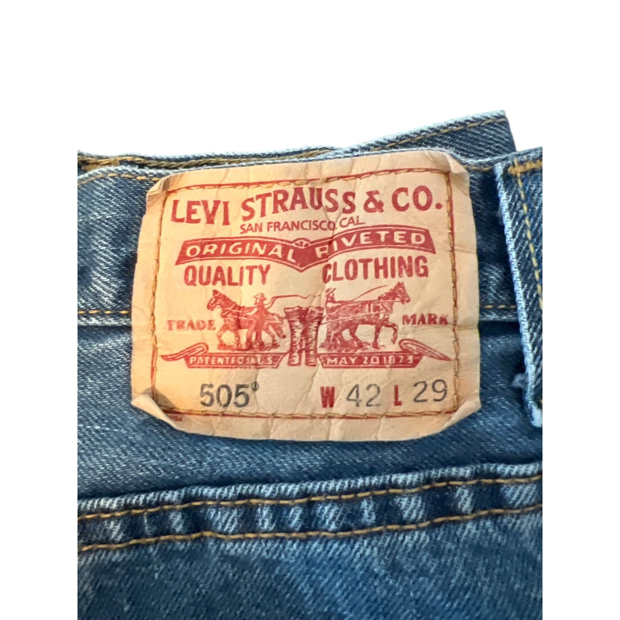 Levi's Levis 505 Regular Fit Jeans W42 L29 Blue Denim Mens Size US 42 / EU 58 - 4 Thumbnail