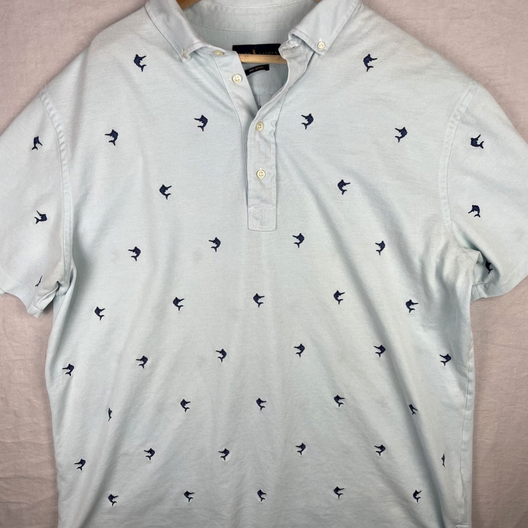 Ralph Lauren Ralph Lauren Polo Shirt Mens 2XL Blue Knit Oxford Button Down Shirt Size US XXL / EU 58 / 5 - 2 Thumbnail