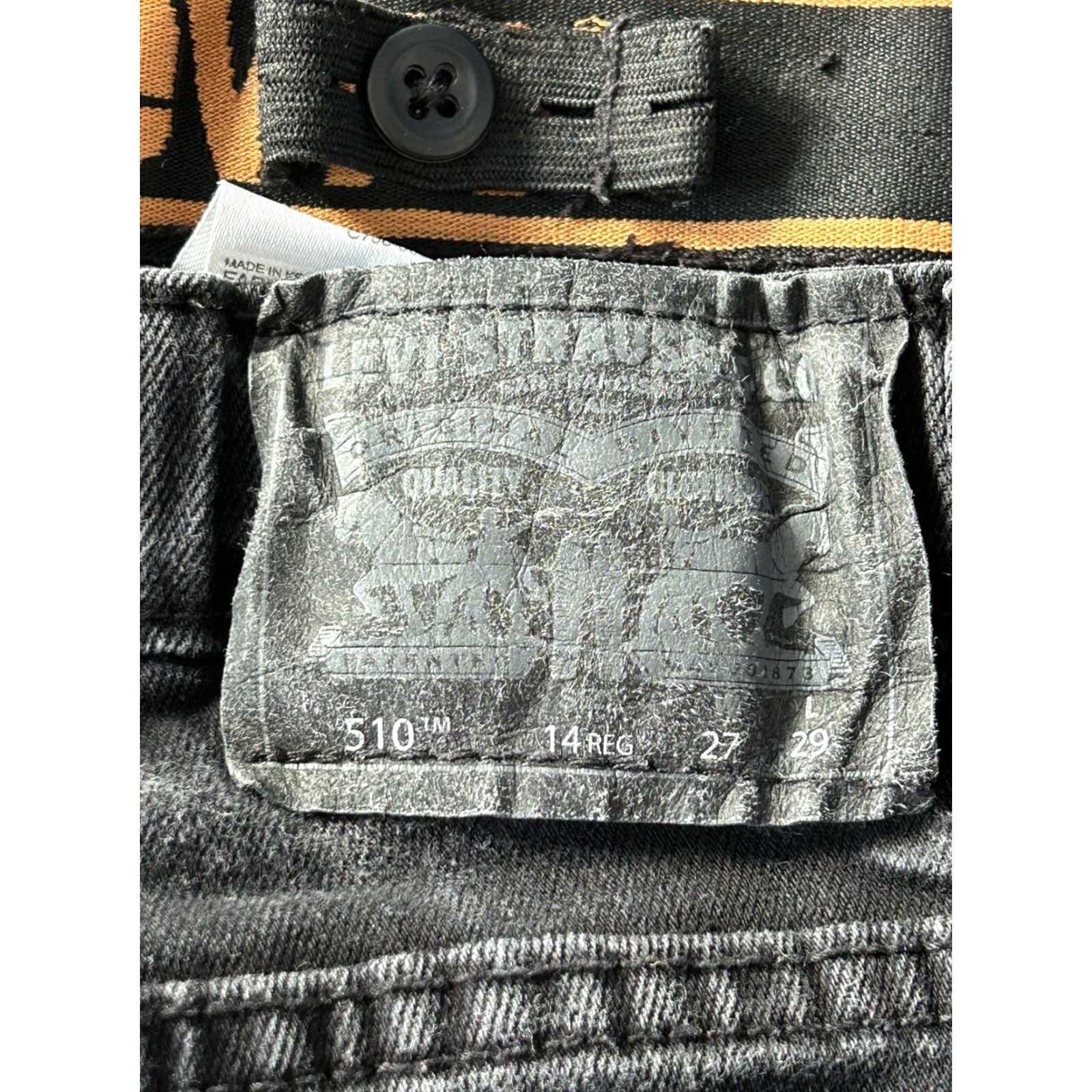 Levi's Boys Levi’s 510 Slim Jeans Black 14reg 27x29 Slim Straight Regular Mens 27 Inseam 29 Color Black Leather? Size US 27 - 5 Thumbnail