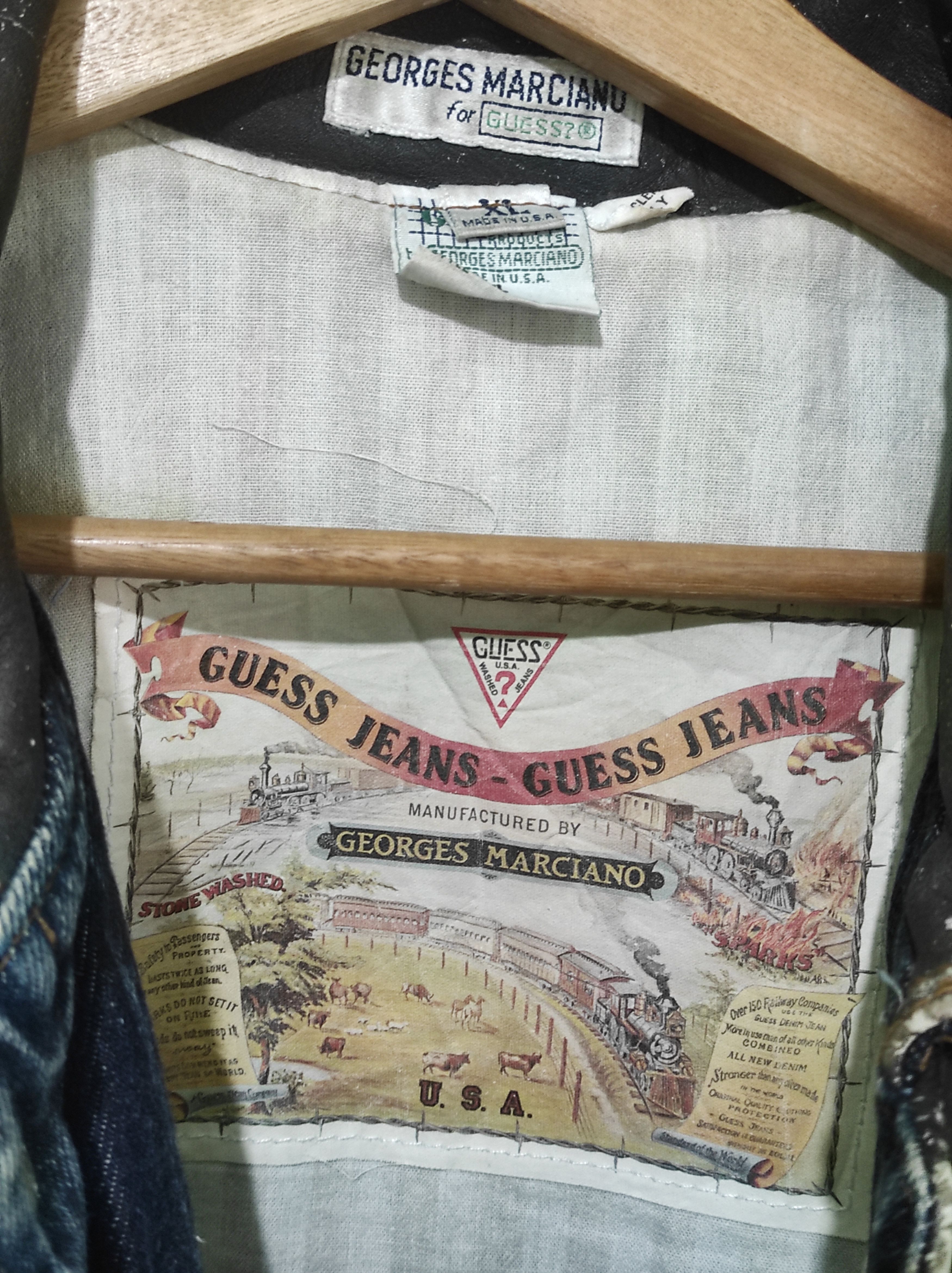 Georges Marciano × Guess × Vintage VTG Guess by Georges Marciano Leather/Denim jacket Size US XL / EU 56 / 4 - 9 Thumbnail