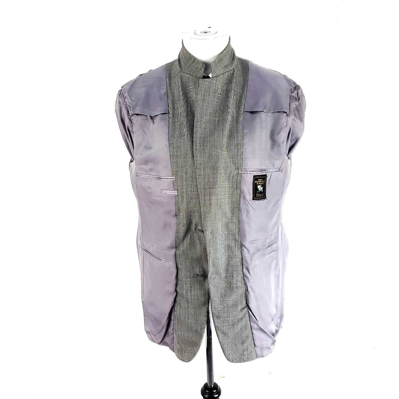 Hart Schaffner Marx Hart Schaffner Marx Wool 2 Button Blazer 40R Gray Check Size 40R - 9 Thumbnail
