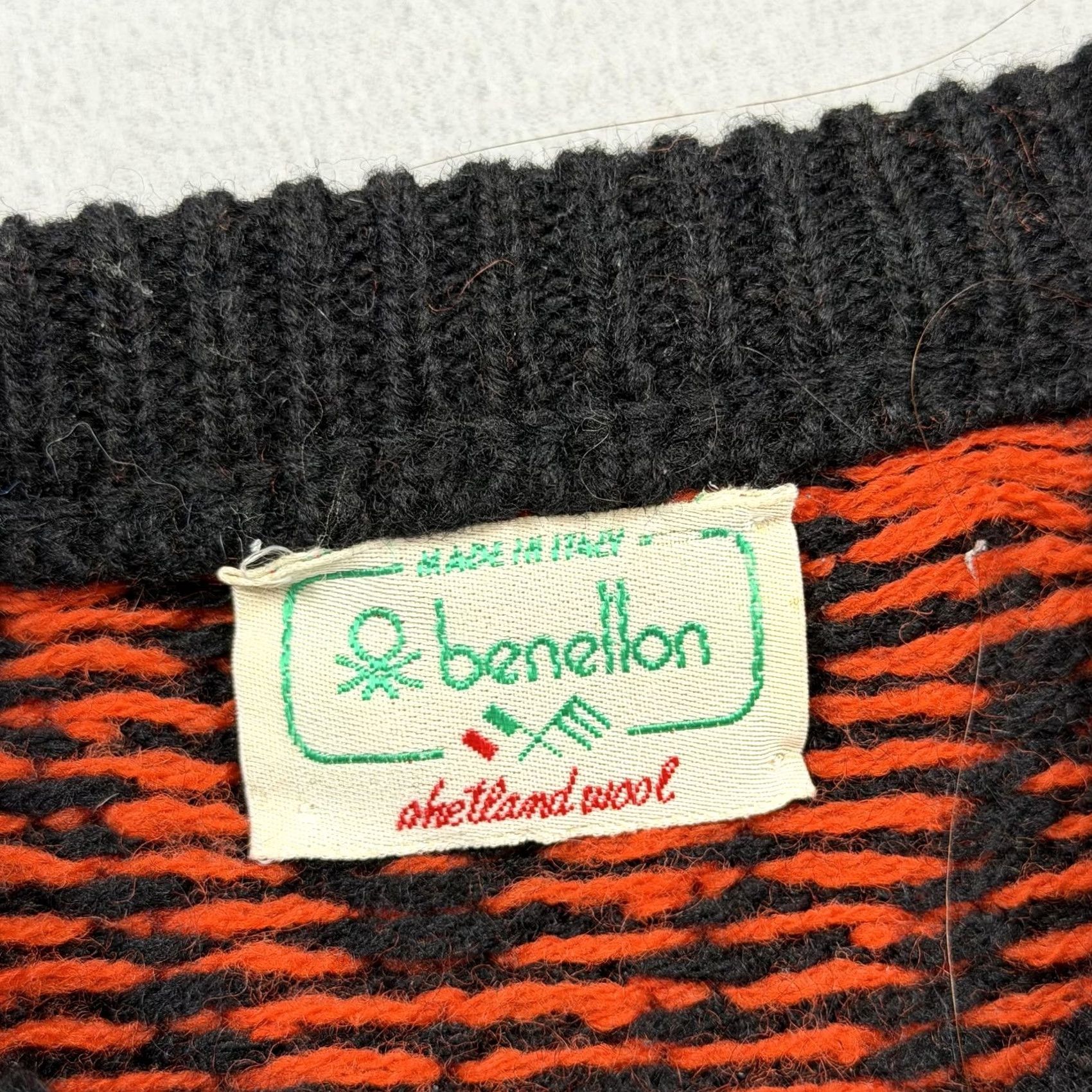 Benetton VINTAGE Benetton Sweater Mens L Orange Argyle Crewneck Wool Italy Size US L / EU 52-54 / 3 - 2 Thumbnail