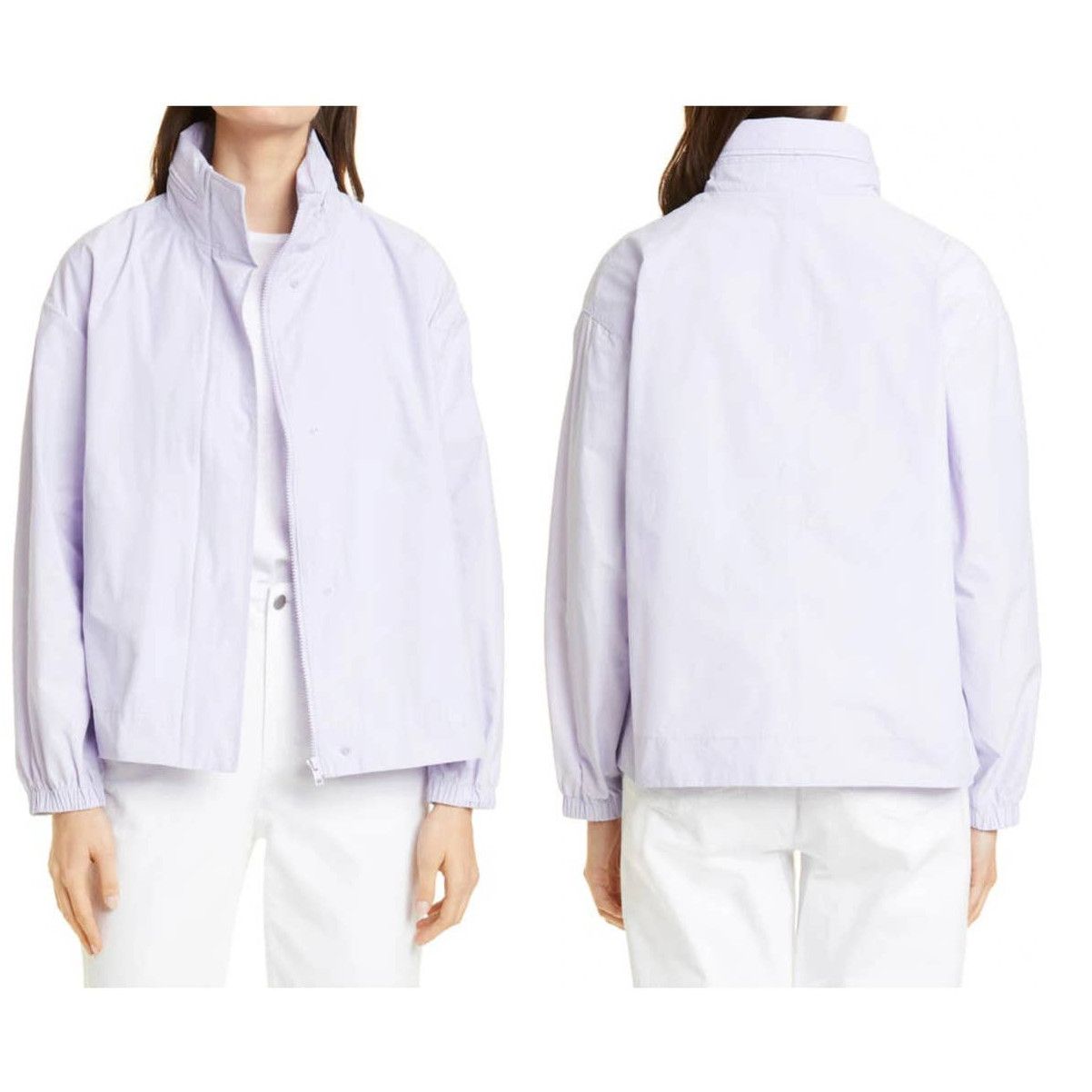 image of Eileen Fisher Stand Collar Organic Cotton Blend Jacket (L) in Purple, Women's (Size Large)