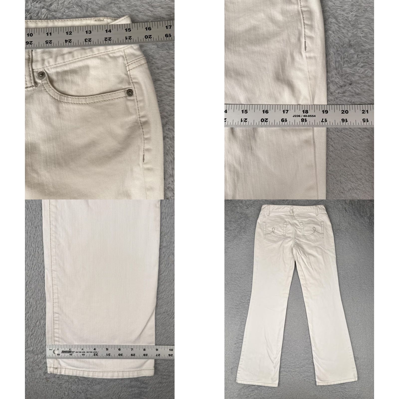Loft VINTAGE Ann Taylor LOFT Jeans Womens 6 White Original Boot Bootcut Stretch Denim 30x32 Size 28" / US 6 / IT 42 - 9 Thumbnail