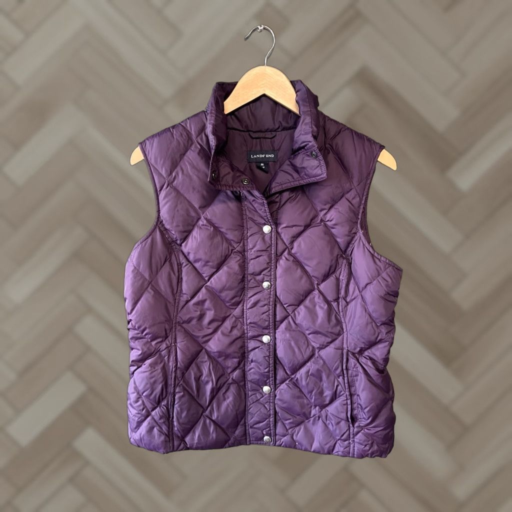 Lands' End Lands' End Womens Purple Quilted Puffer Vest Full Zip Size M Medium Jacket Coat Womens Quilted Puffer Vest Full Zip Purple Lands' End M Size M / US 6-8 / IT 42-44 - 1 Thumbnail