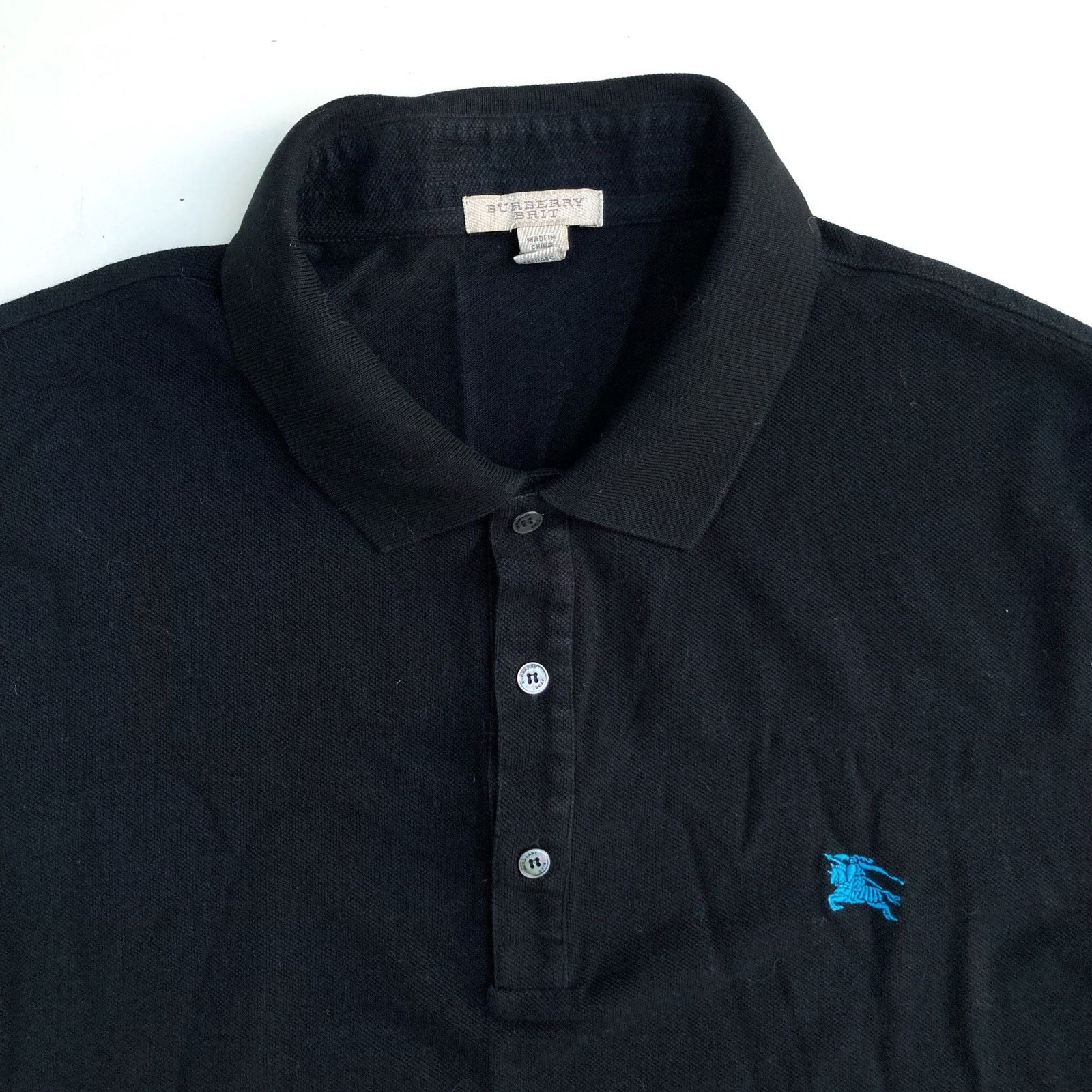 Burberry Burberry Brit Black Polo Shirt w/ Blue Knight Crest Size US XXL / EU 58 / 5 - 3 Thumbnail