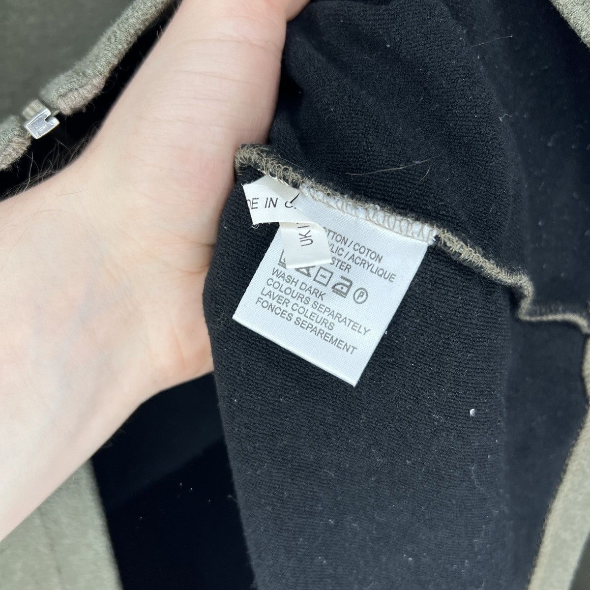 Yves Saint Laurent YSL Jacket Fleece Sweatshirt Zip Khaki