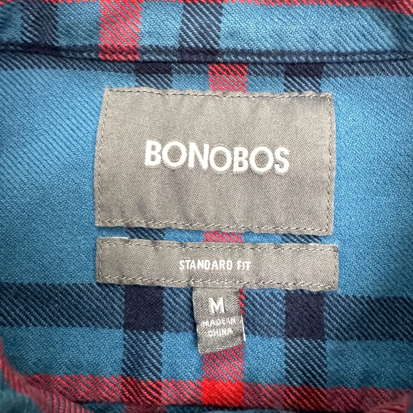 Bonobos Bonobos Slim Flannel Shirt Mens M Blue Plaid Long Sleeve Button-Up Classic, Preppy, Cotton Full Size Regular Size US M / EU 48-50 / 2 - 6 Thumbnail