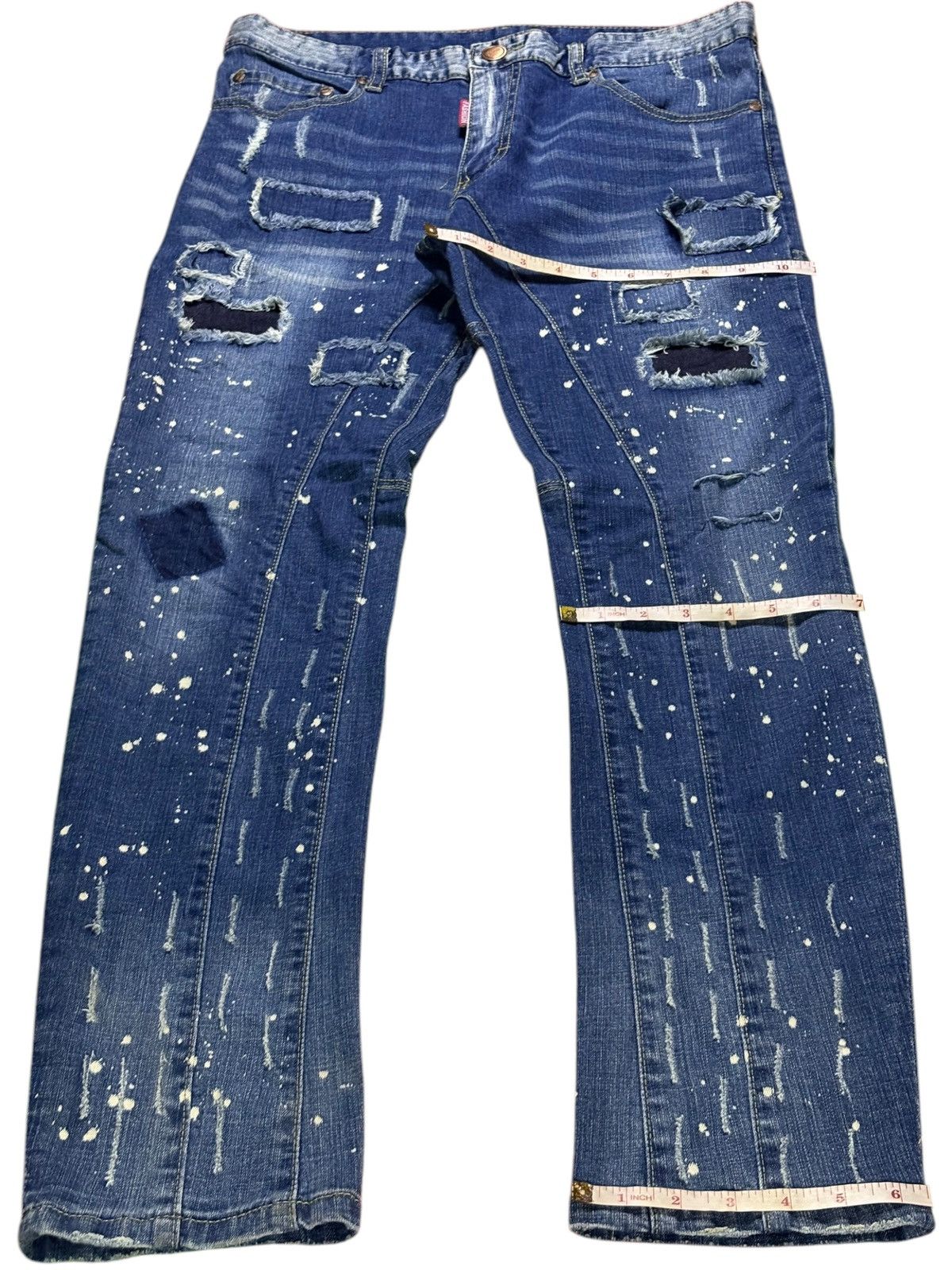 Japanese Brand Vintage Japanese Brand Patches Faded Acid Wash Slim Jeans Size US 33 - 14 Thumbnail
