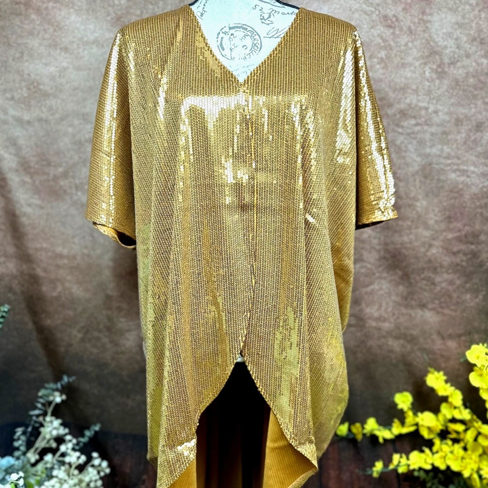 Other Shavonne Dorsey Silvia Sequin Kimono/Topper - Gold - size L Size L / US 10 / IT 46 - 9 Thumbnail
