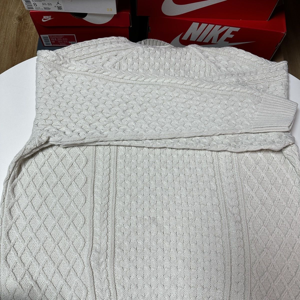 Nike NEW Nike Life Cable Knit Turtleneck Wool Sweater Light Bone Size US XXL / EU 58 / 5 - 9 Thumbnail