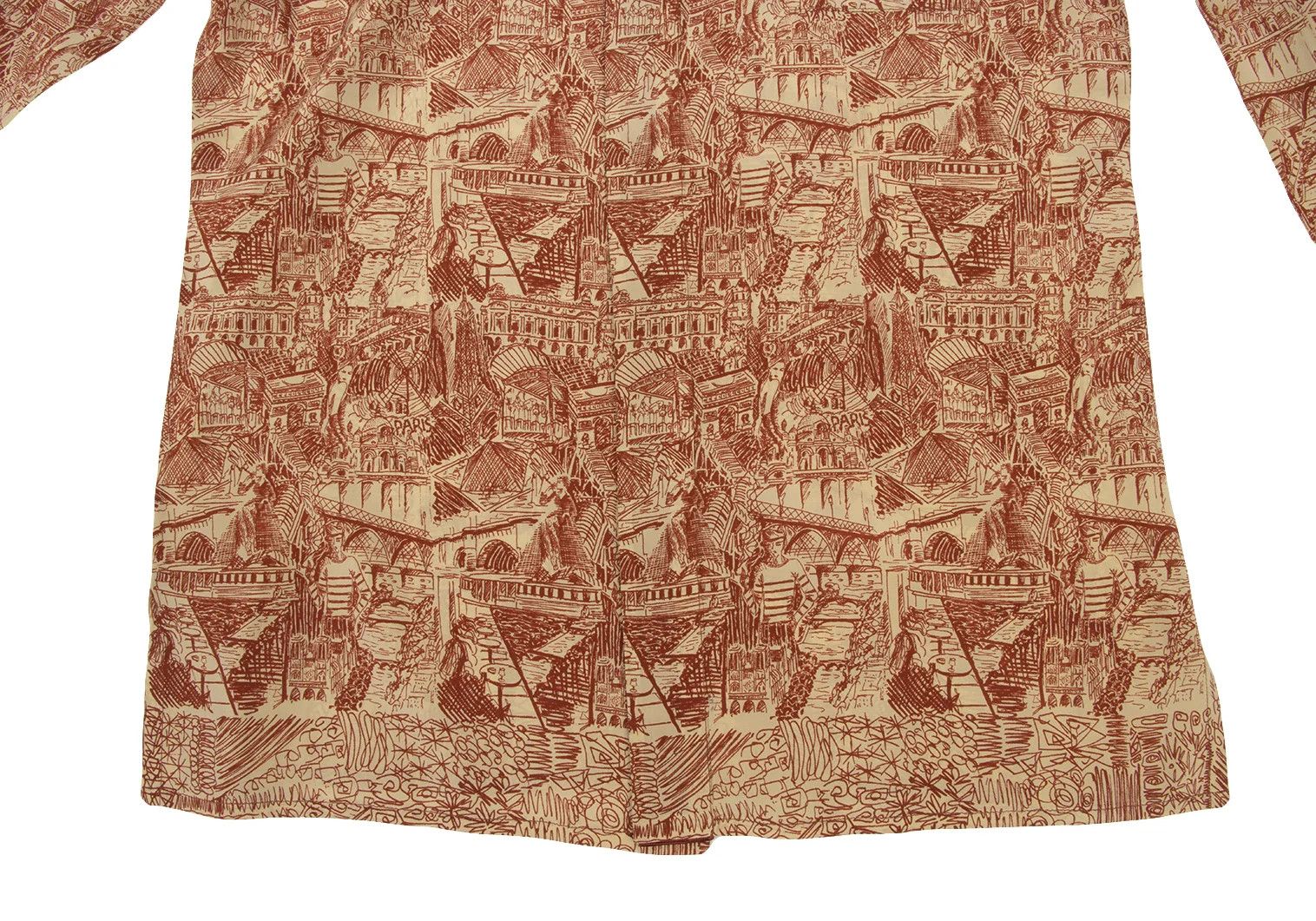 Jean Paul Gaultier Silk Drawing Print Shirt in Beige Red, Size 48 Size US M / EU 48-50 / 2 - 15 Thumbnail