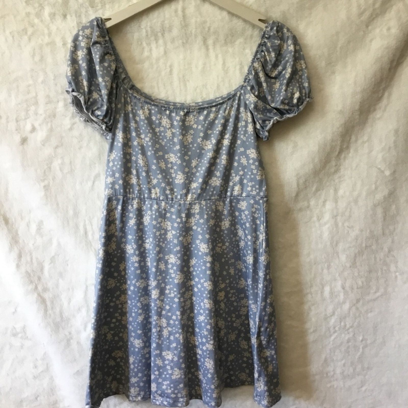 Other Altar'd State Blue Floral Short Sleeve Dress Size L / US 10 / IT 46 - 7 Thumbnail