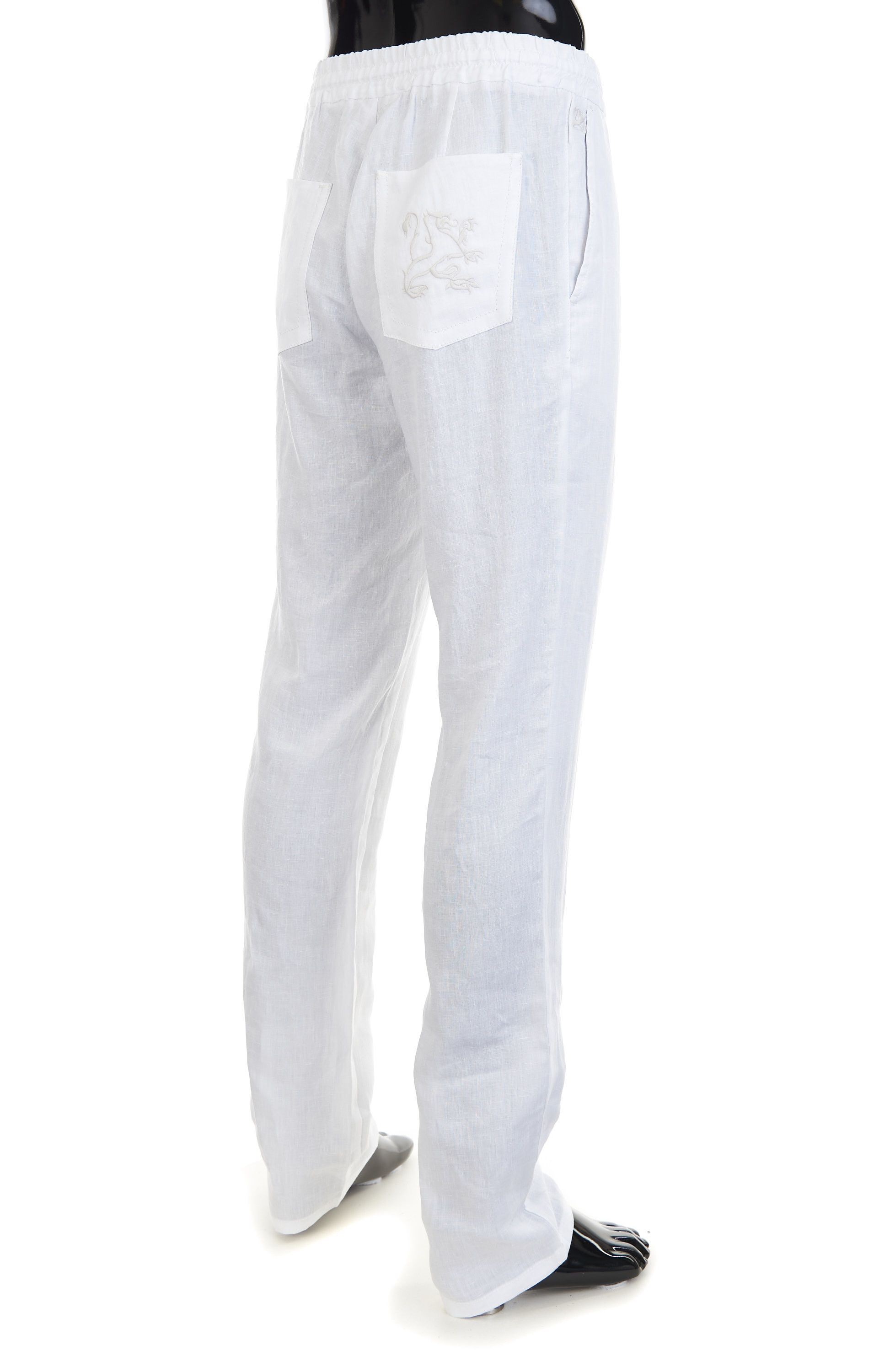 Zilli White Casual Elastic Drawstring Linen Pants Size US 30 / EU 46 - 3 Thumbnail