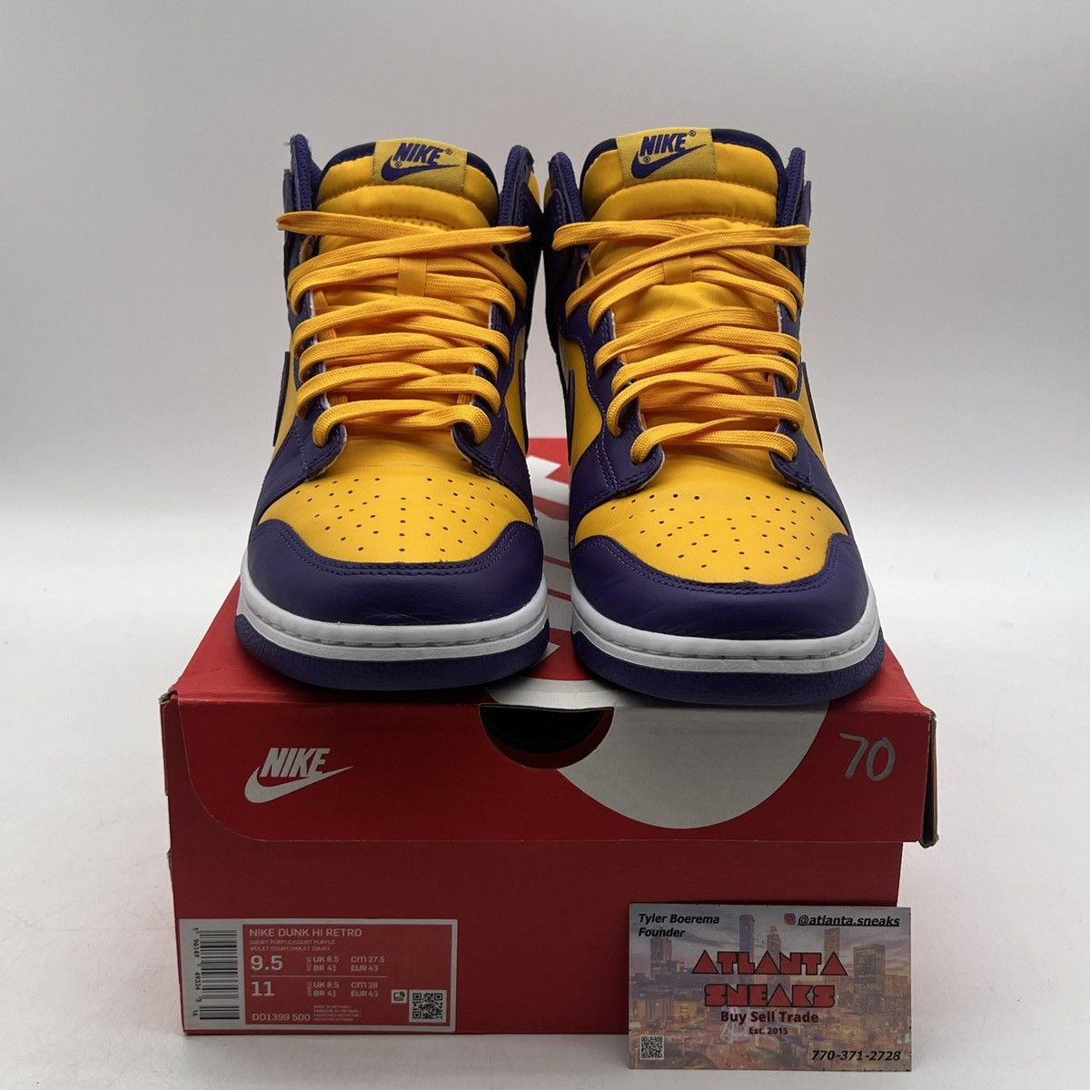 Nike Nike dunk high lakers Size US 9.5 / EU 42-43 - 2 Thumbnail