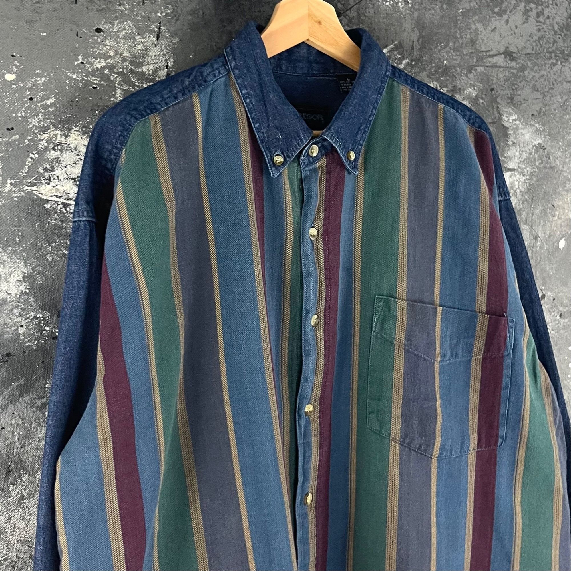 McGregor × Vintage Vintage McGregor stripe denim shirt Size US L / EU 52-54 / 3 - 2 Thumbnail
