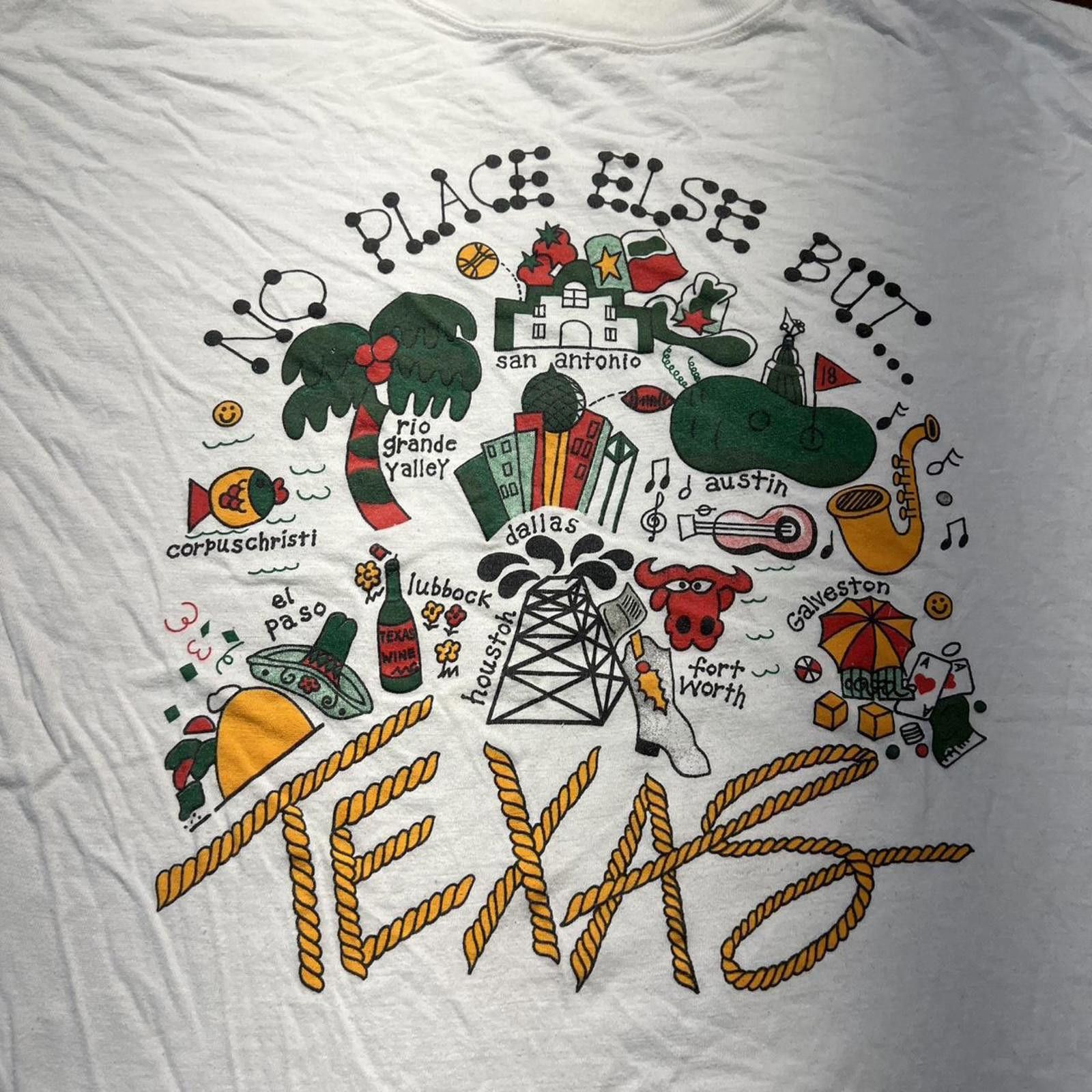 Designer Vintage 90s No Place Else But Texas White T-shirt Size US M / EU 48-50 / 2 - 3 Thumbnail