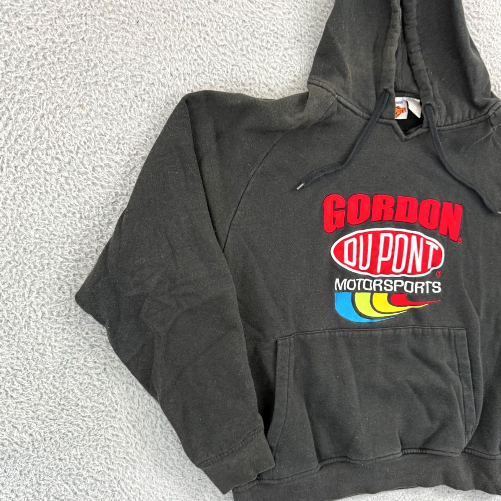 NASCAR VINTAGE Jeff Gordon Sweatshirt Hoodie Adult Medium Black Nascar 90s Sport Dupont Logo Graphic Print 90s Mens Hoodie Size US M / EU 48-50 / 2 - 4 Thumbnail