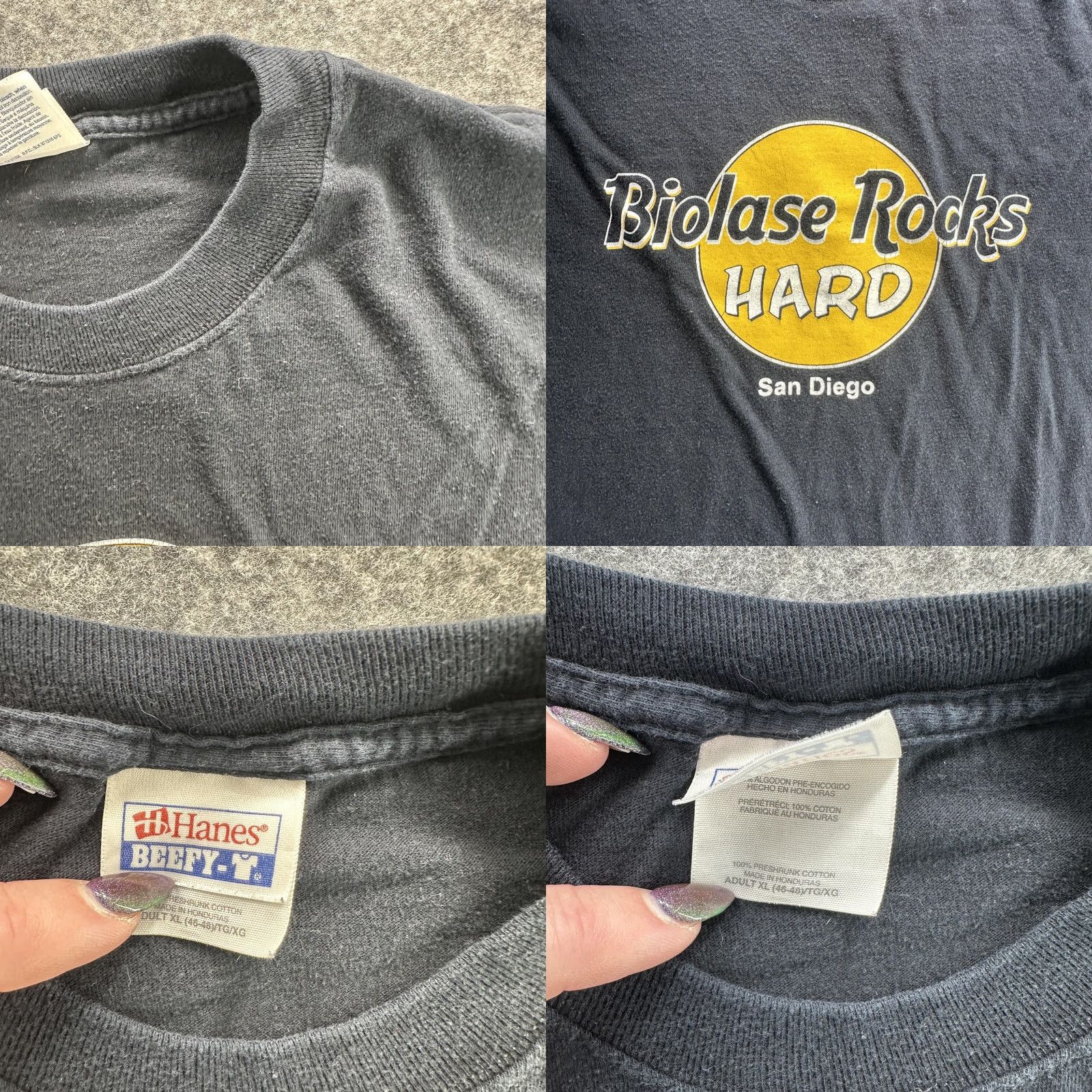 Hanes **BIOLASE ROCKS HARD SAN DIEGO PROMO T-SHIRT MEN'S XL BLACK** User: BIOLASE ROCKS HARD SAN DIEGO PROMO T-SHIRT MEN'S XL BLACK Size US XL / EU 56 / 4 - 8 Thumbnail