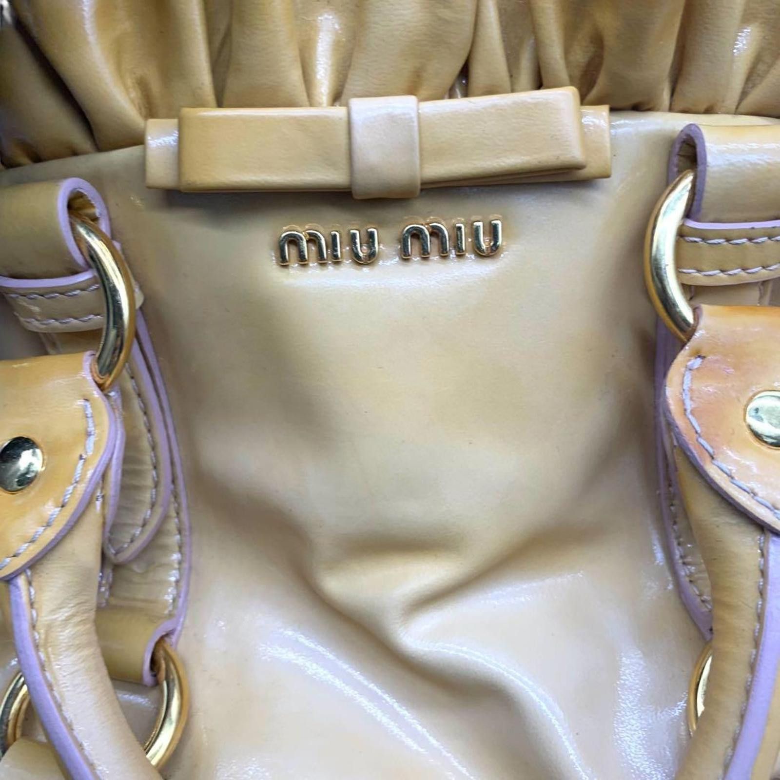 Miu Miu Miu Miu - Yellow Leather Ruffled Satchel Bag Size ONE SIZE - 6 Thumbnail