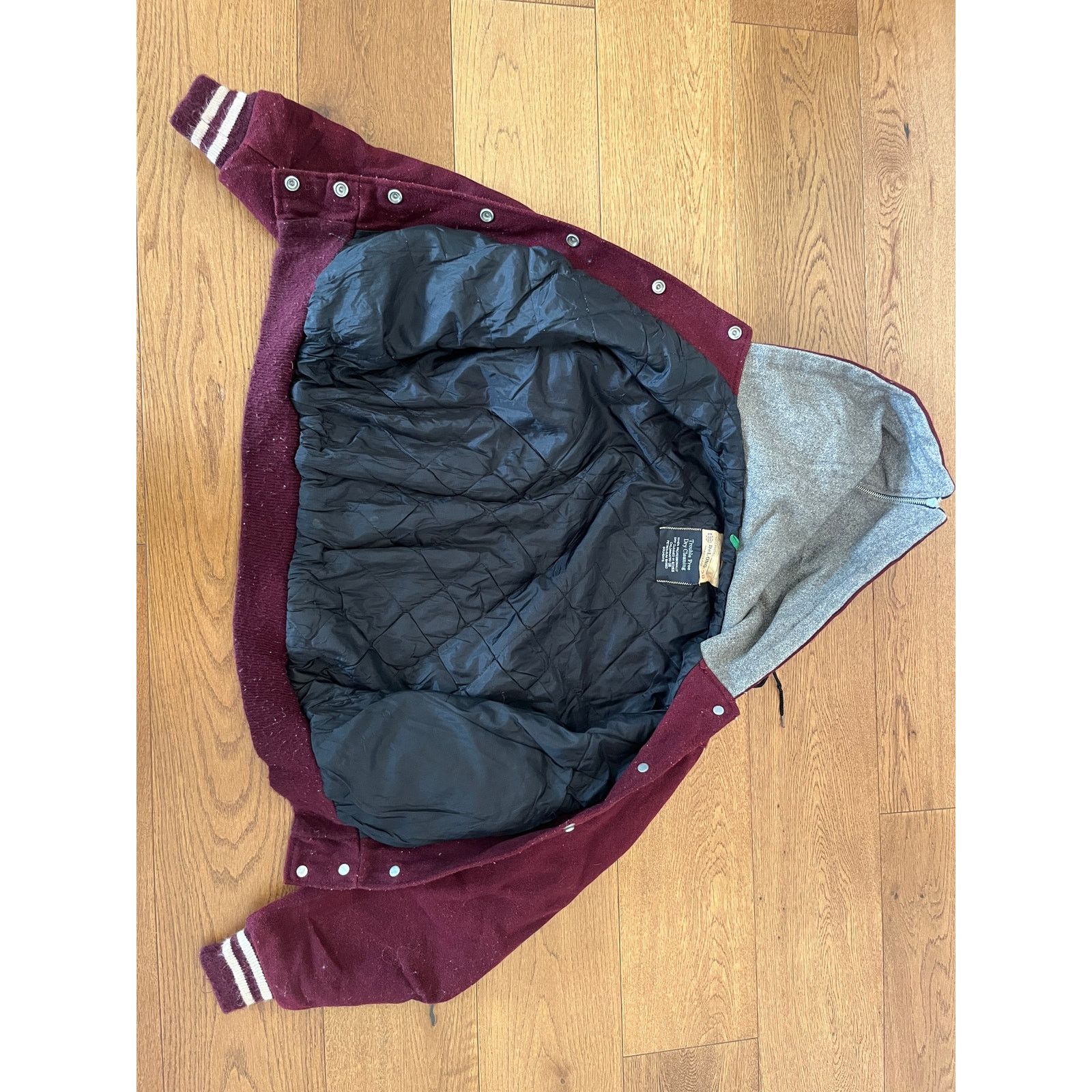 Vintage Vtg 90s DeLong USA Wool Varsity Jacket Zipper Sailor Hood 38 Size US M / EU 48-50 / 2 - 4 Thumbnail