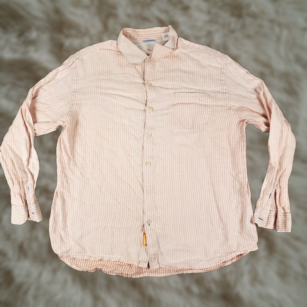 Tommy Bahama VINTAGE Tommy Bahama Shirt Men 2XL Orange Striped Linen Button-Up Long Sleeve Casual Classic 90s Mens Size US XXL / EU 58 / 5 - 1 Thumbnail