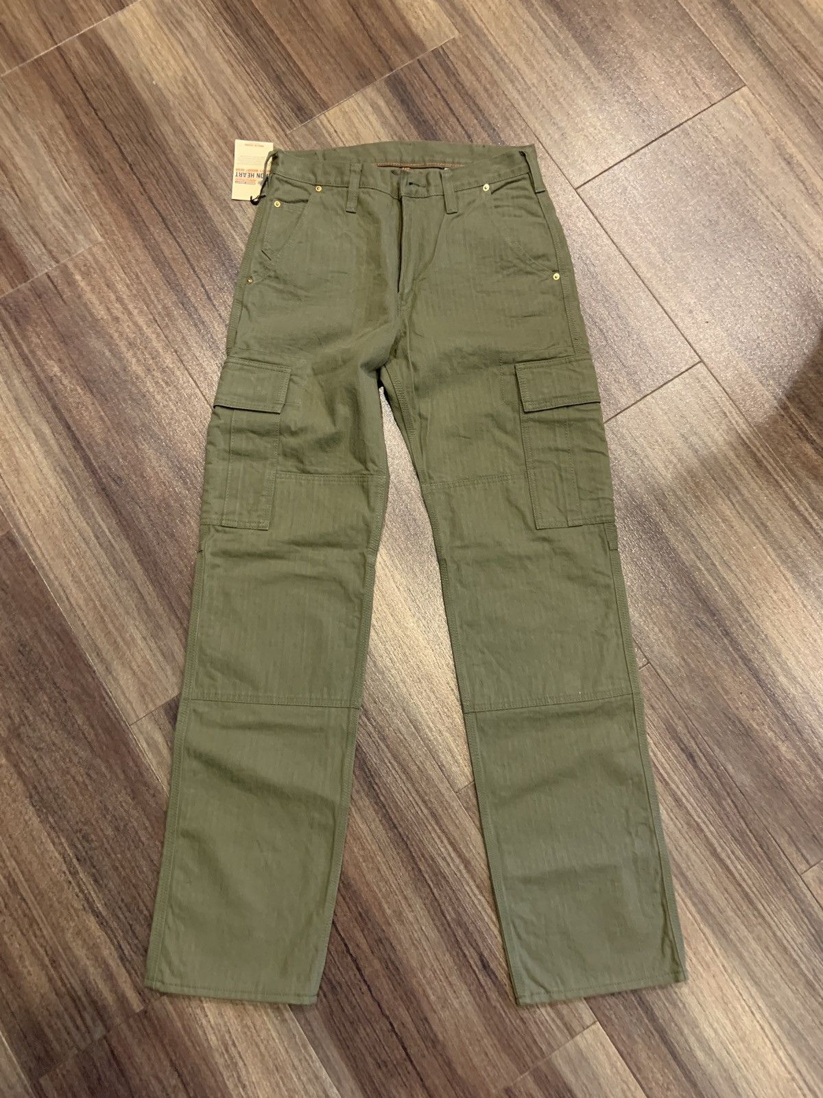 Iron Heart IH-733-ODG - 11oz Herringbone Cargo - Olive Drab Green Size US 31 - 1 Thumbnail