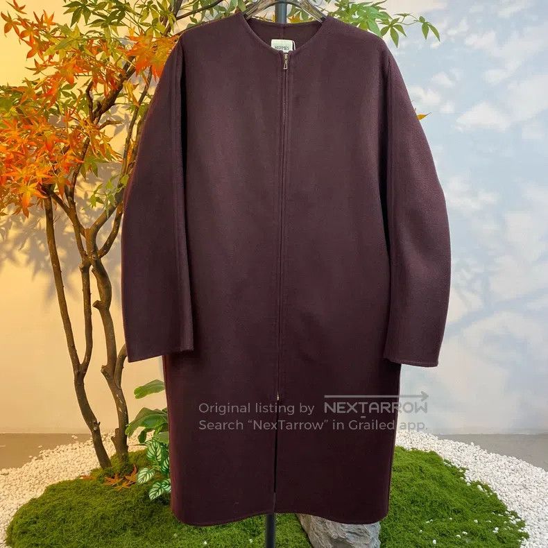Hermes Hermes Burgundy Cashmere Coat Size XXS / US 00 / IT 34 - 1 Thumbnail