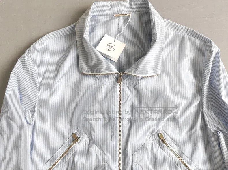 Hermes Hermes Men's jacket, light blue striped, 45% cotton + 55% Size US M / EU 48-50 / 2 - 3 Thumbnail