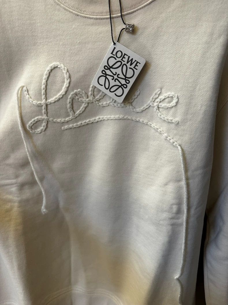 Loewe LOEWE Sable embroidered beige hoodie Size L / US 10 / IT 46 - 2 Thumbnail
