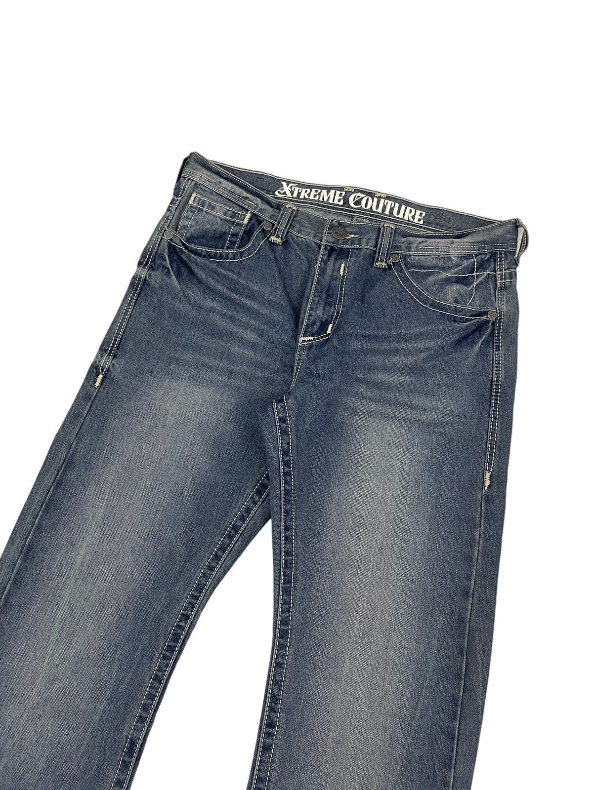 JNCO Vintage Xtreme Couture Embroidery Logo Jeans Size US 35 - 6 Thumbnail