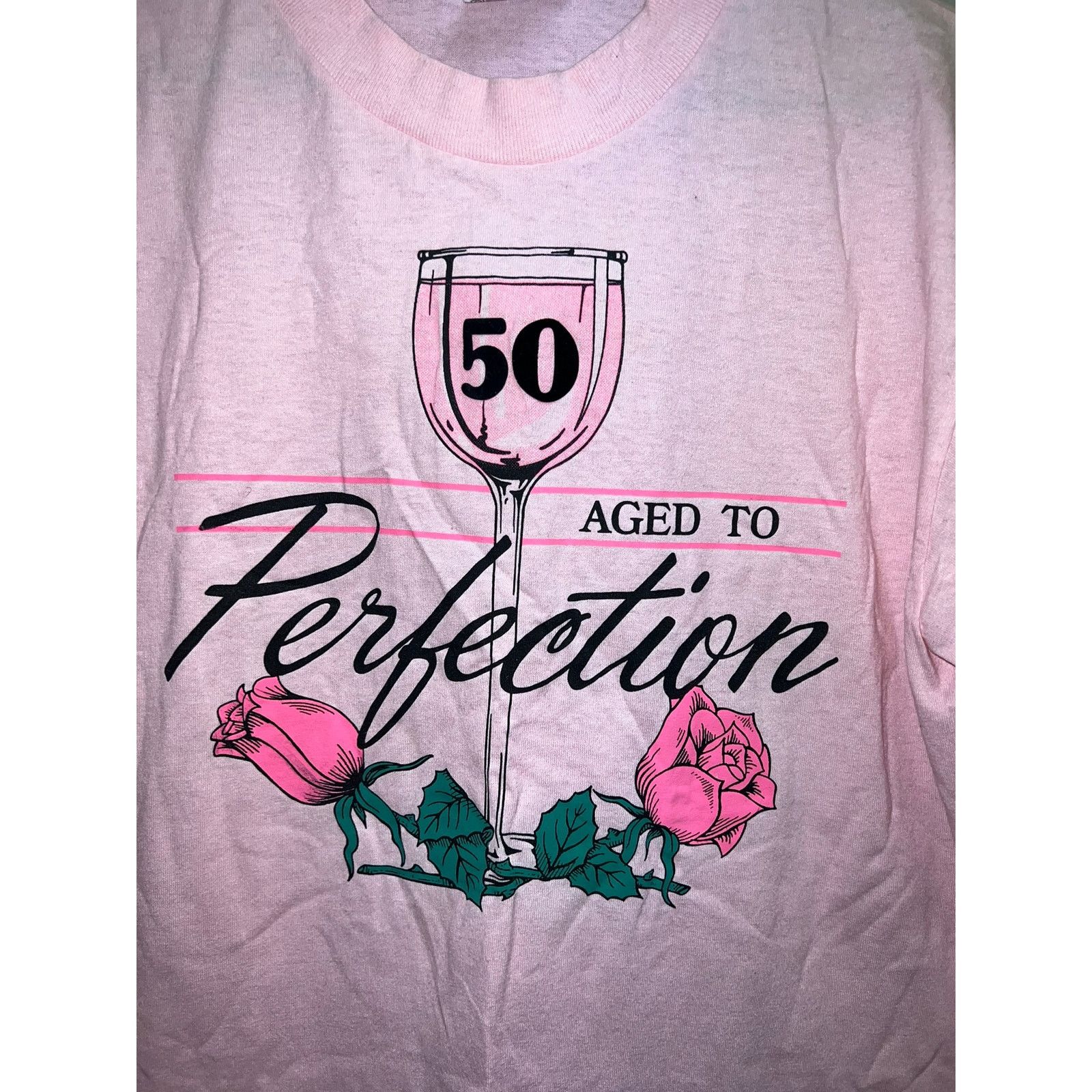 Hanes Vintage Aged To Perfection Shirt 50 Years Wine Tee 90s 80s M Size US M / EU 48-50 / 2 - 2 Thumbnail