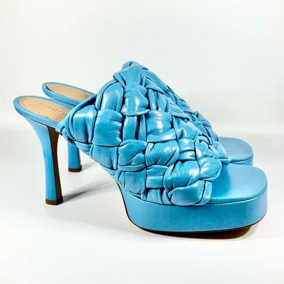Bottega Veneta o1y0725 Covered Heel Mules in Sky Blue Size US 5.5 / IT 35.5 - 1 Thumbnail