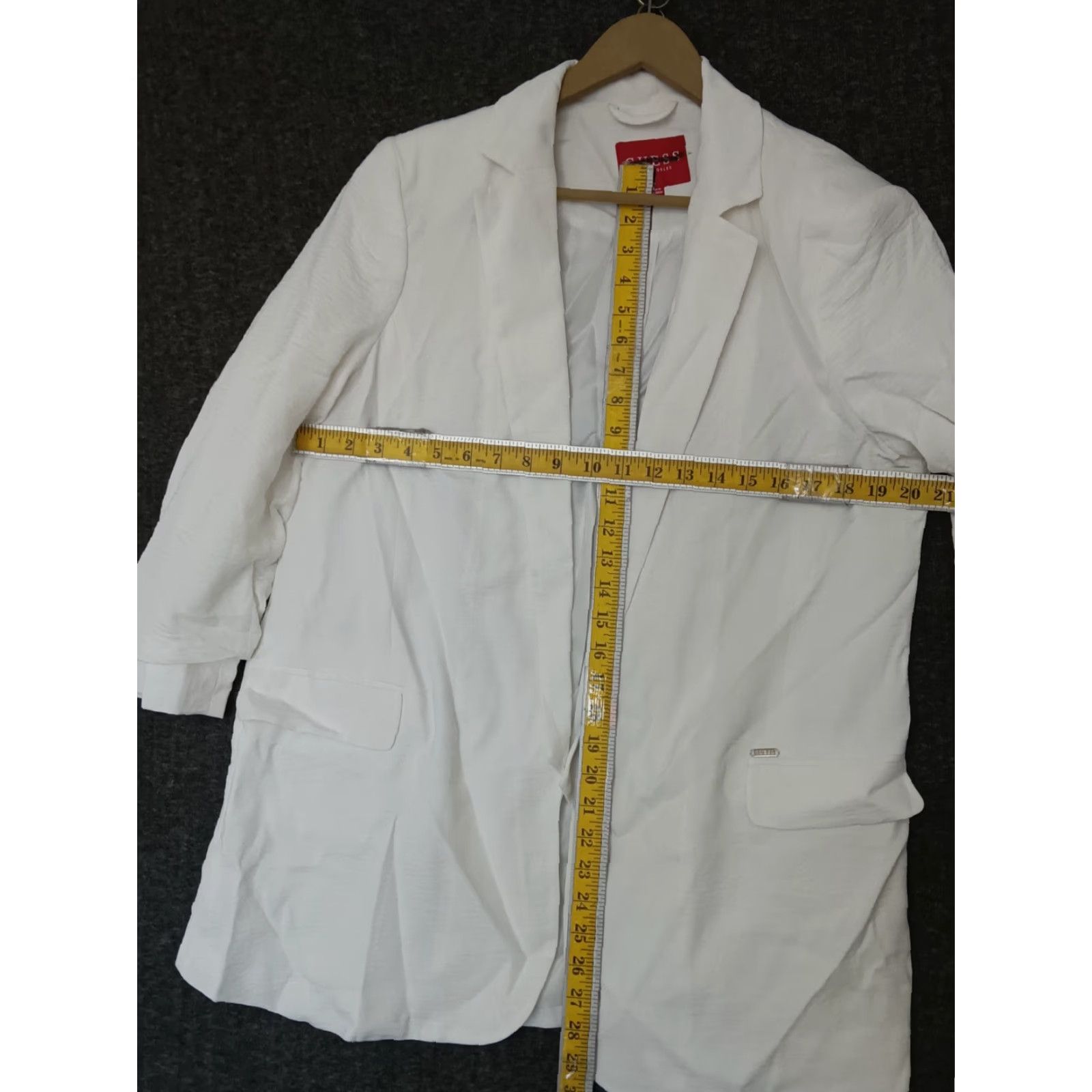 Guess GUESS Blazer Jacket Ivory Cotton Blend 3/4 Sleeve Mid-Length Button Closure Pockets Womens L Size L / US 10 / IT 46 - 4 Thumbnail