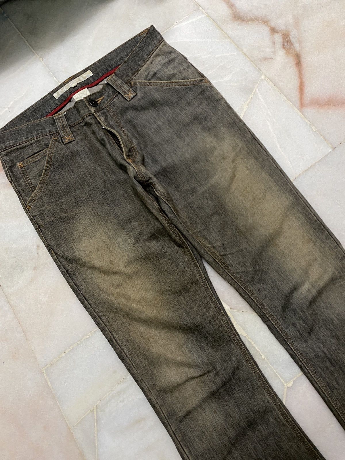 If Six Was Nine 💥Flare💥Vintage 90s Buona Rusty Mudwash Distress jean Japan Size US 30 / EU 46 - 6 Thumbnail