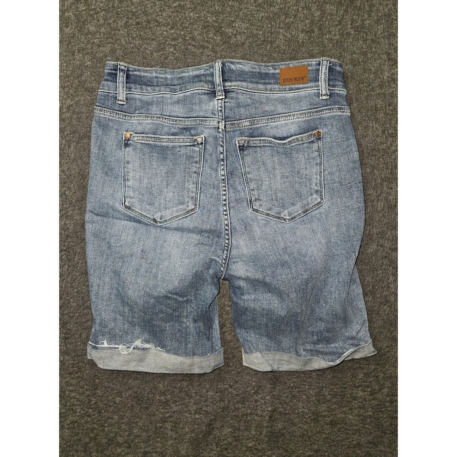 Denime Judy Blue Bermuda Shorts Womens XL Blue Denim Cuffed Stretch Casual JB15226LT Size 40" / US 18 - 6 Thumbnail
