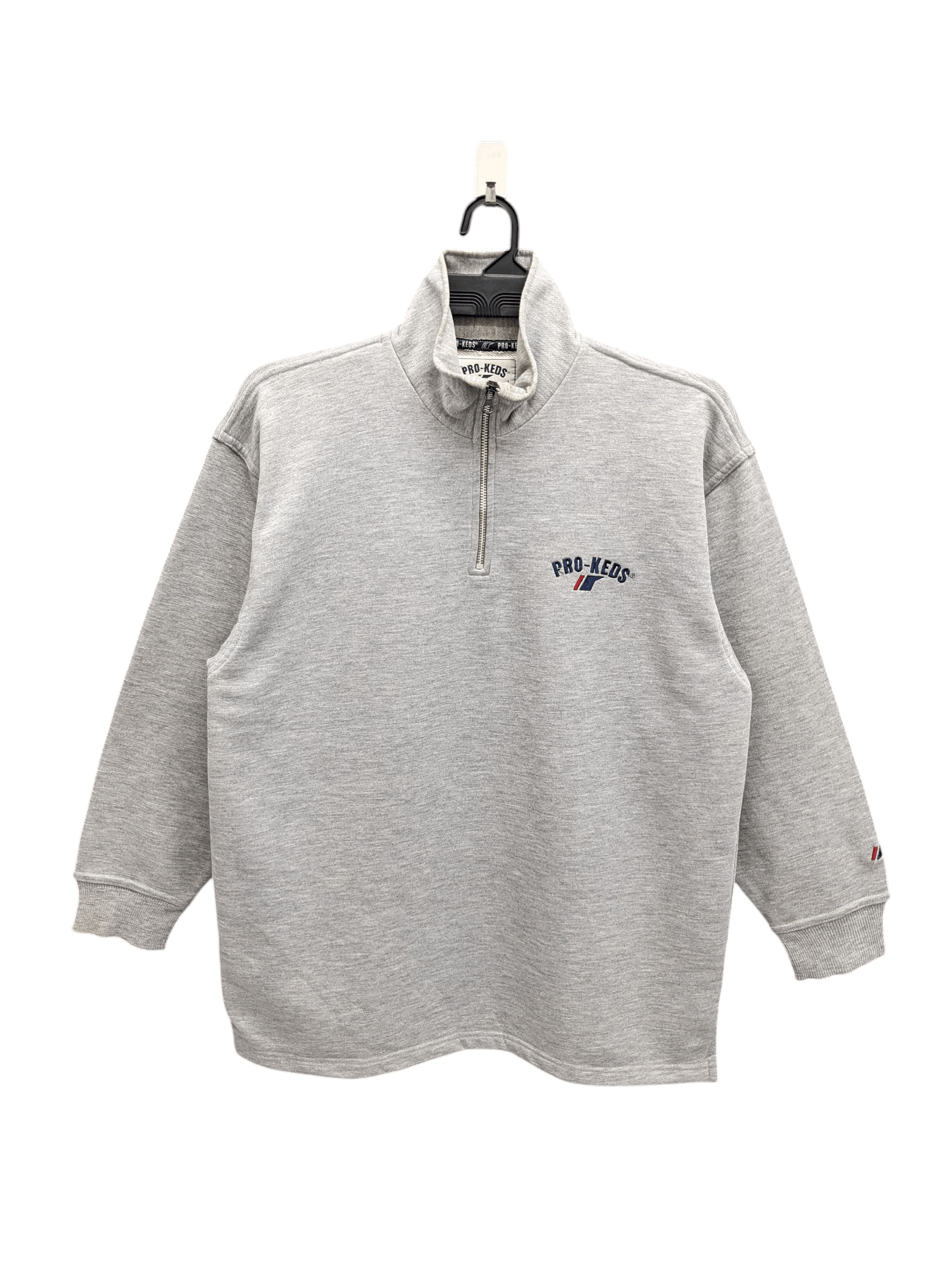 Pro-Keds Vintage PRO-KEDS Gray Speckled 1/4 Zip Mock Neck Sweatshirt Size US L / EU 52-54 / 3 - 1 Thumbnail