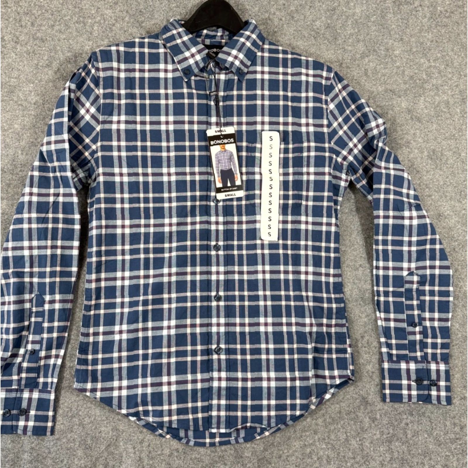 Bonobos Bonobos Button-Up Shirt Mens Small Blue White Plaid Stretch Long Sleeve NWT Size US S / EU 44-46 / 1 - 2 Thumbnail