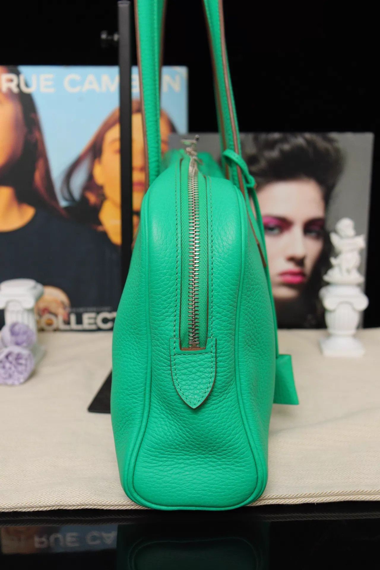 Hermes Hermès Victoria 38 Green Silver P Key, Dustbag, Lock Size ONE SIZE - 3 Thumbnail