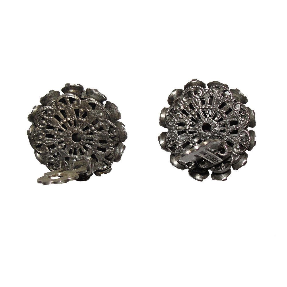 Designer Miriam Haskell Dome Clear Rhinestone Earrings Size ONE SIZE - 5 Thumbnail