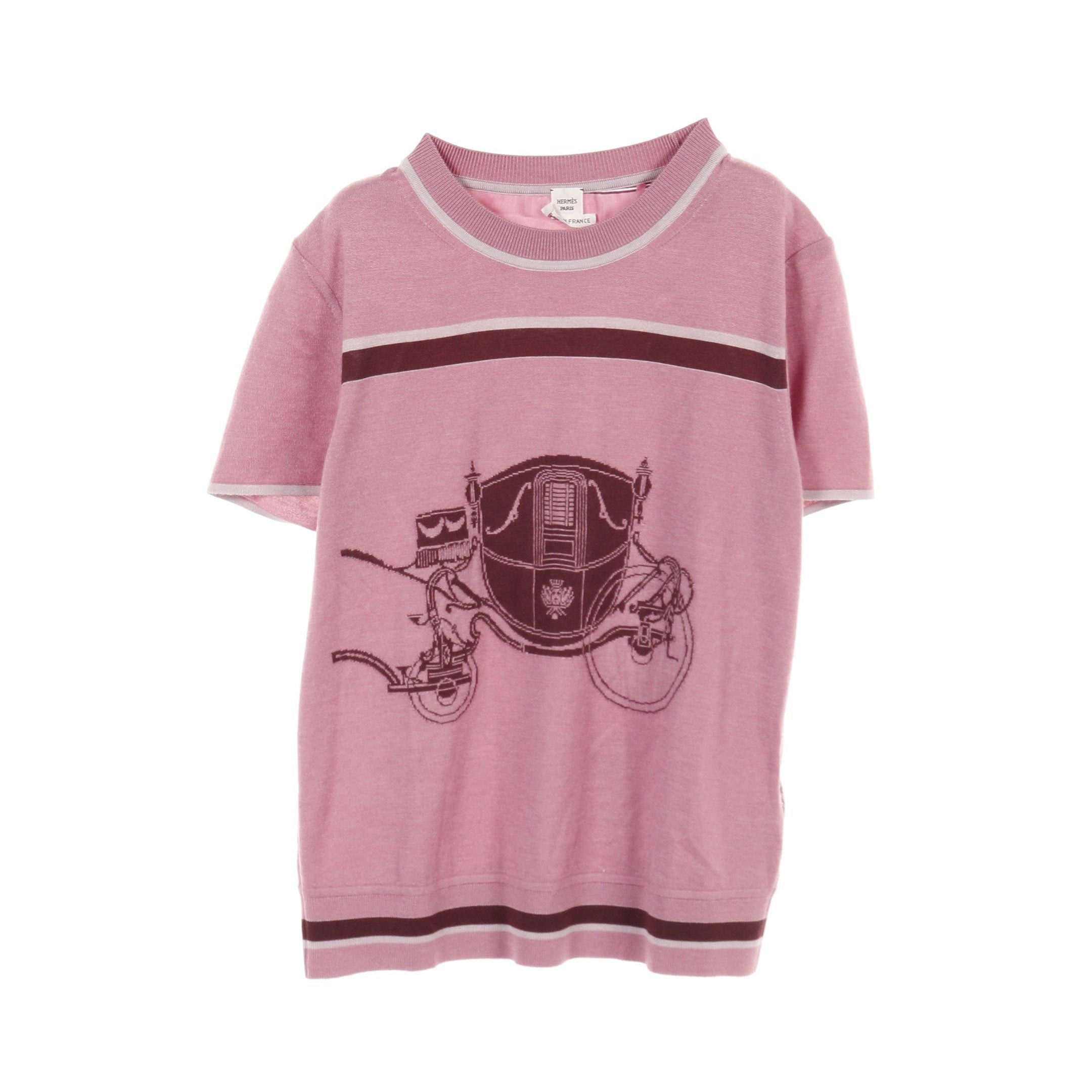 Hermes Hermes Twill Laine Ex-Libris T-Shirt Silk Cashmere Pink Purple Size ONE SIZE - 1 Thumbnail