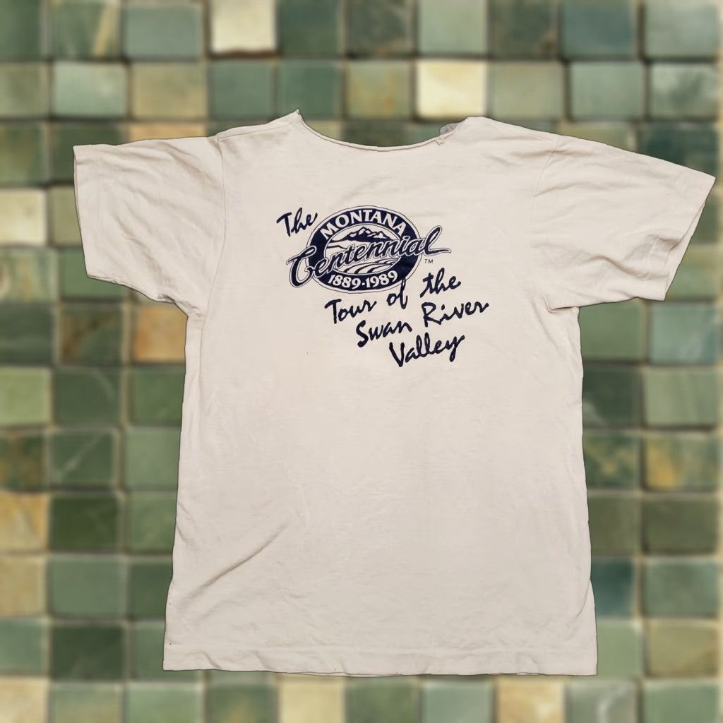 Vintage VINTAGE Montana Shirt Mens Small Centennial Swan River Bike Tour Single Stitch Shirt Mens Small White USA Western 80s Size US S / EU 44-46 / 1 - 1 Thumbnail