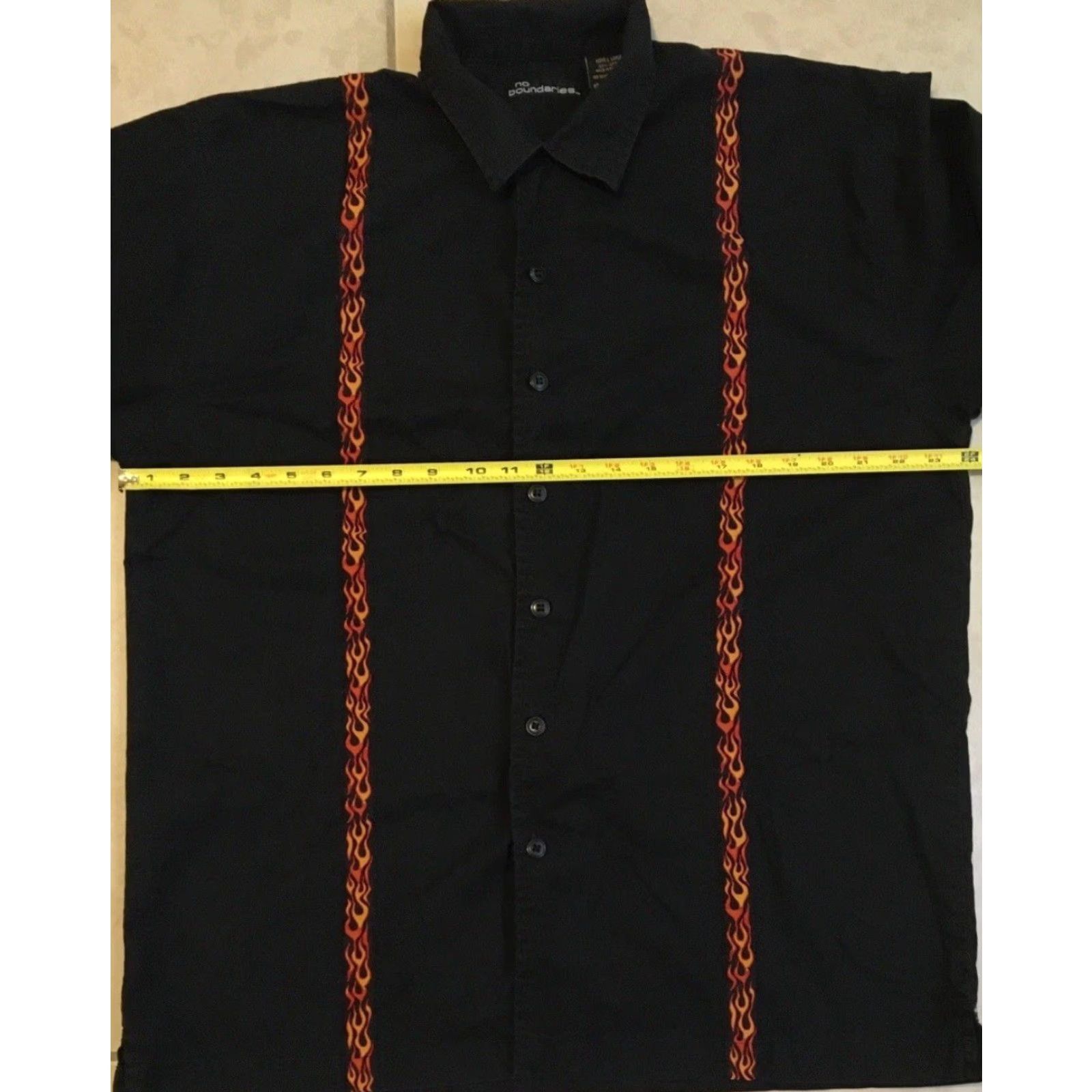 JNCO VINTAGE Fire Flames All Over Print Button Down Shirt L Men Black 80s 90s Biker Skate Surf Rock Punk Jnco Size US L / EU 52-54 / 3 - 5 Thumbnail